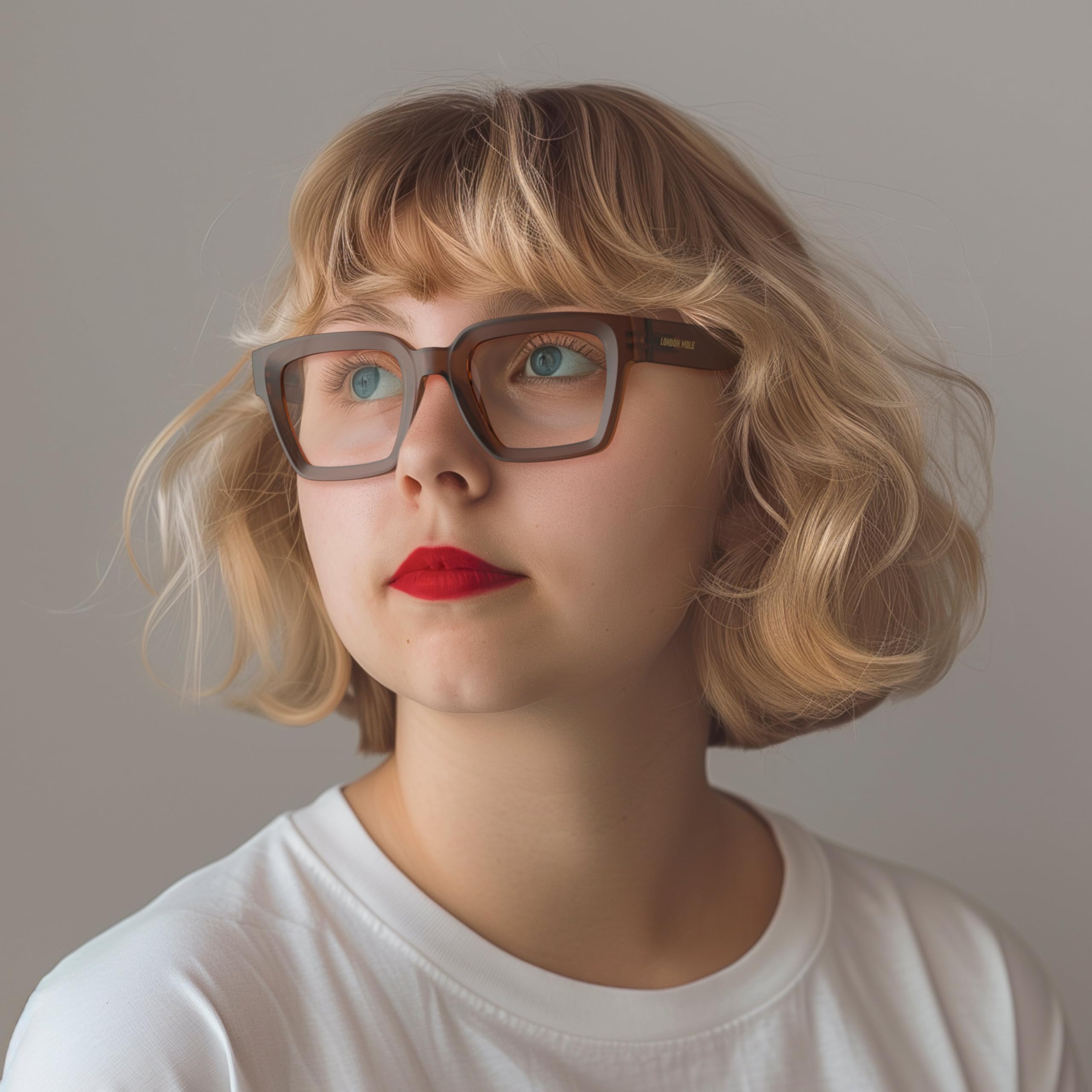 LONDON MOLE® Phoenix large oversized reading glasses, Rubberised Transparent Brown, 51 millimeters - Image 2