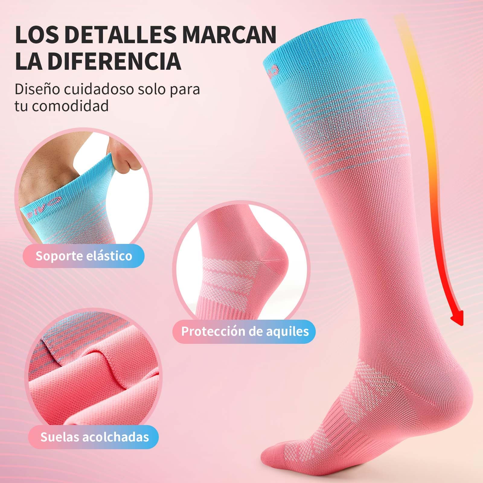 CAMBIVO Medias de Compresión Mujer Hombre 3Pares, Calcetines Compresion 15-20mmHg, Transpirables Calcetines Largos, Compression Socks para Deporte, Running, Ciclismo, Viajar en Avión, Enfermera, Moda