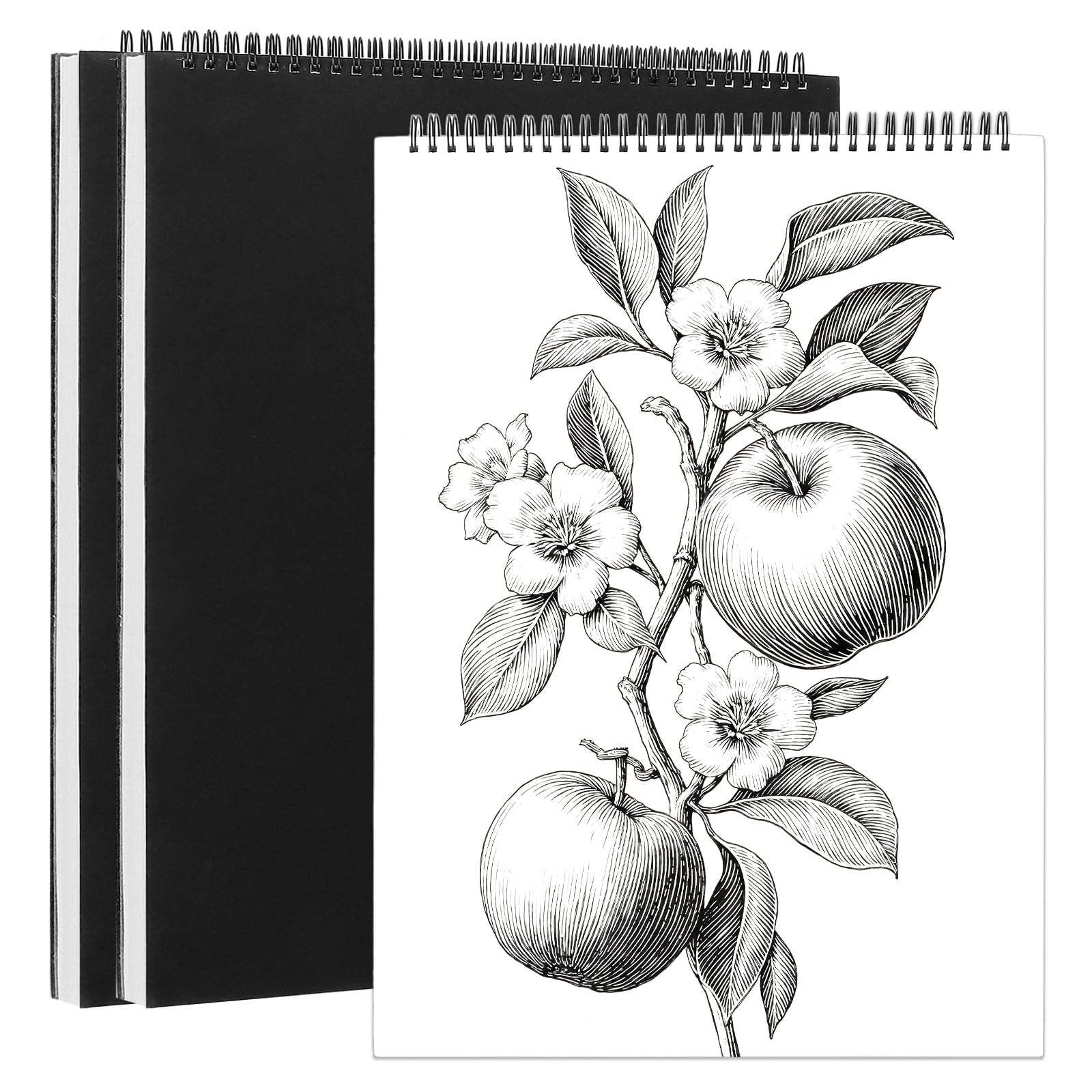 YOUNTHYE Cuaderno de bocetos A3, paquete de 3 blocs de bocetos encuadernados en espiral, bloc de dibujo A3, cuaderno de bocetos de tapa dura de 160 g/m², 30 hojas (60 páginas) para artistas y