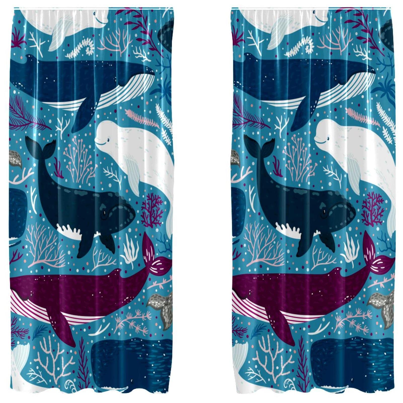 Juego de 2 cortinas de panel azul océano de 55x84 pulgadas con bolsillo para barra