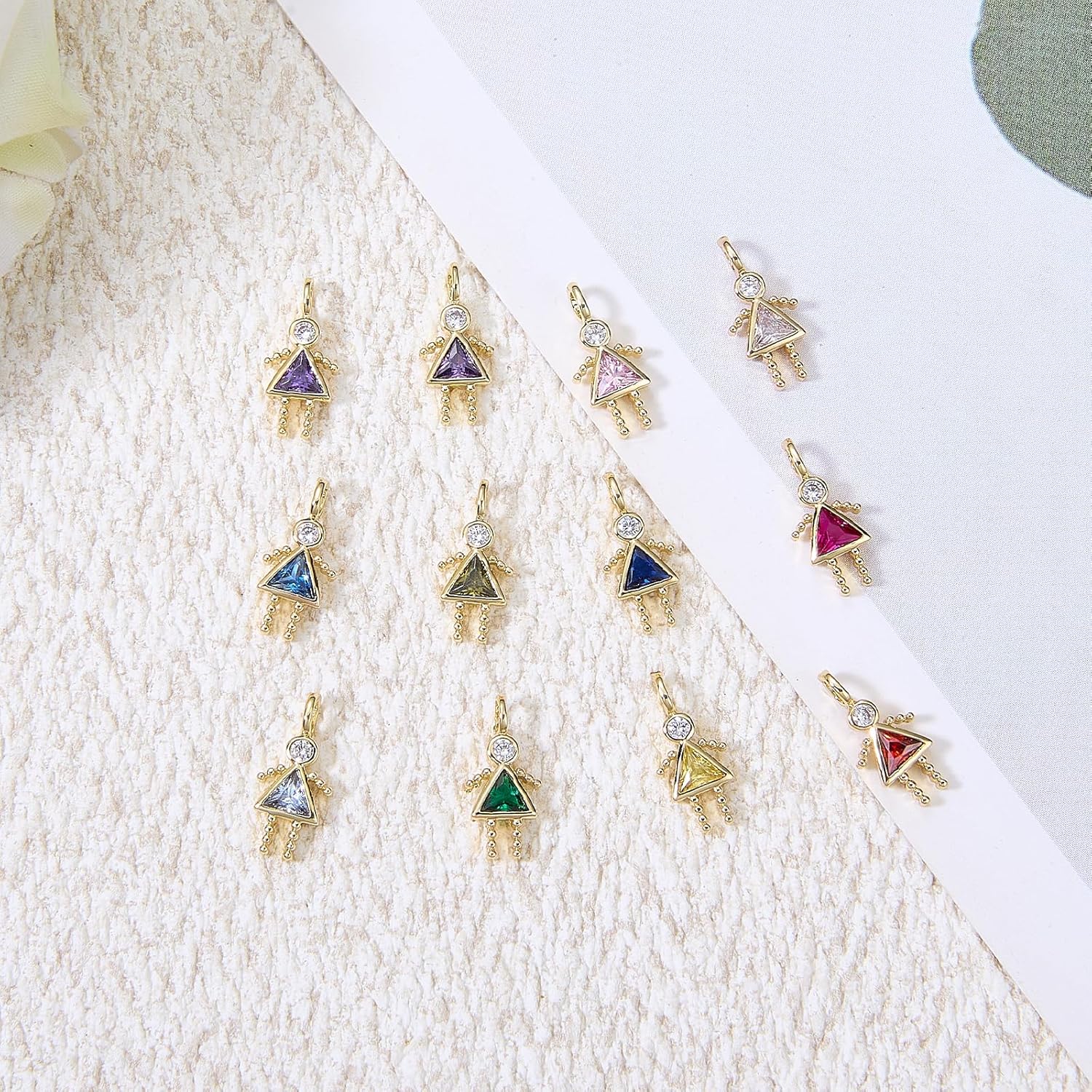 12Pcs Birthstone Charms for Jewelry Making Real 18K Gold Plated Charms Colorful Cubic Zirconia Crystal Pendants for Earring Bracelet Necklace Jewelry Making - Image 6