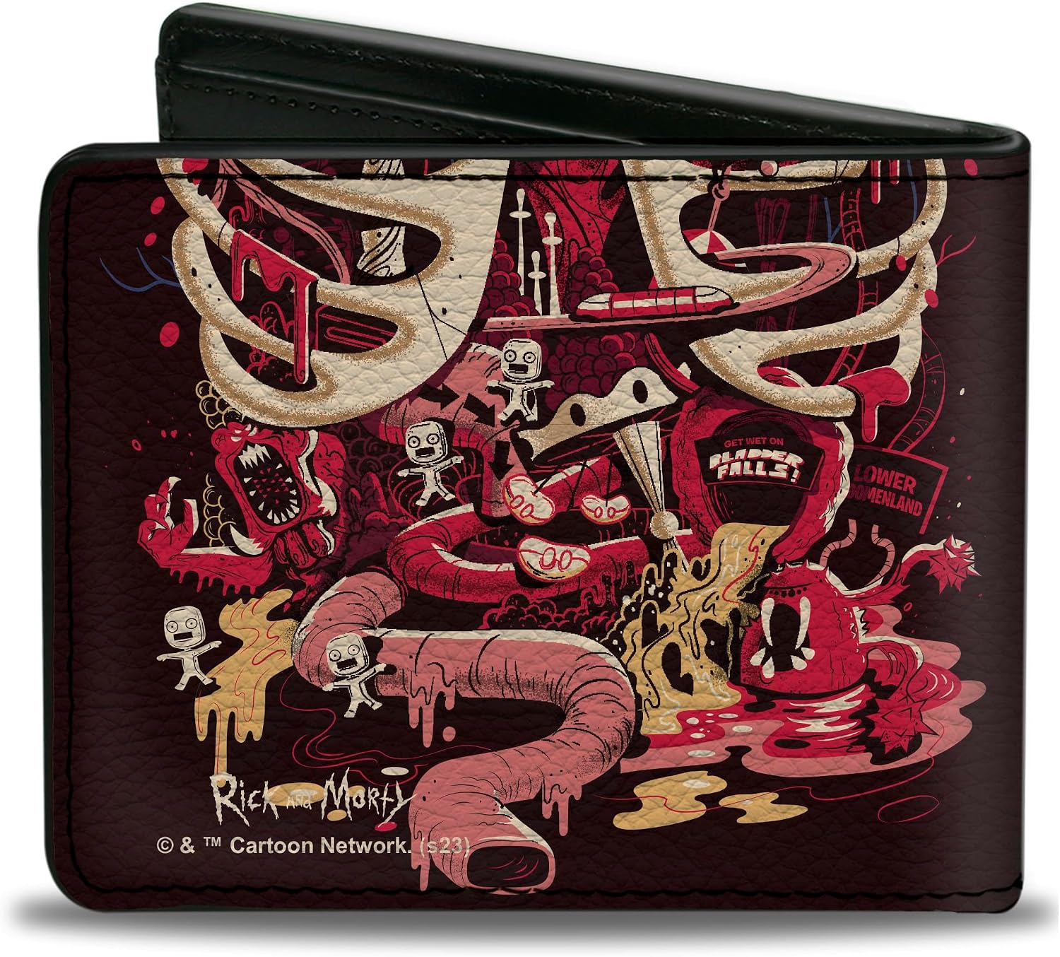 Buckle-Down Rick and Morty Wallet, Bifold, Rick and Morty Anatomy Park Rib Cage Scene Black, Vegan Leather