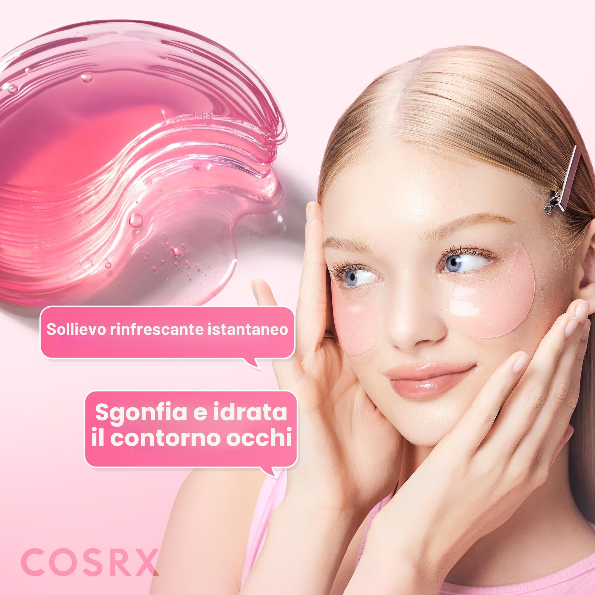 COSRX Peptide Collagen Hydrogel Eye Patch, 60 Patches, Patch Contorno Occhi per Borse e Occhiaie con Caffeina, Korean Skincare
