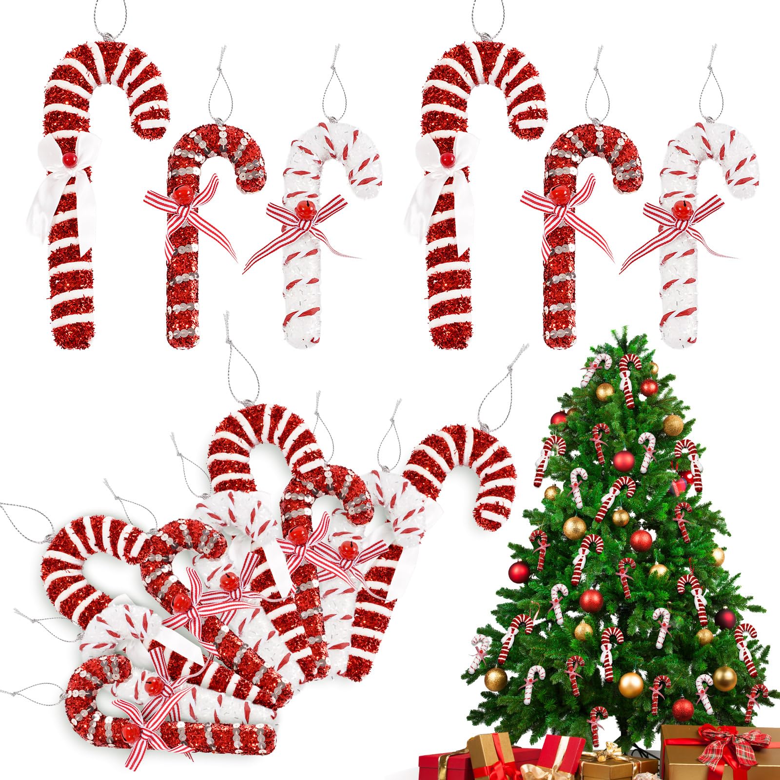 Sucre d'orge de Noël résistant avec nœud papillon décoration intérieure et extérieure