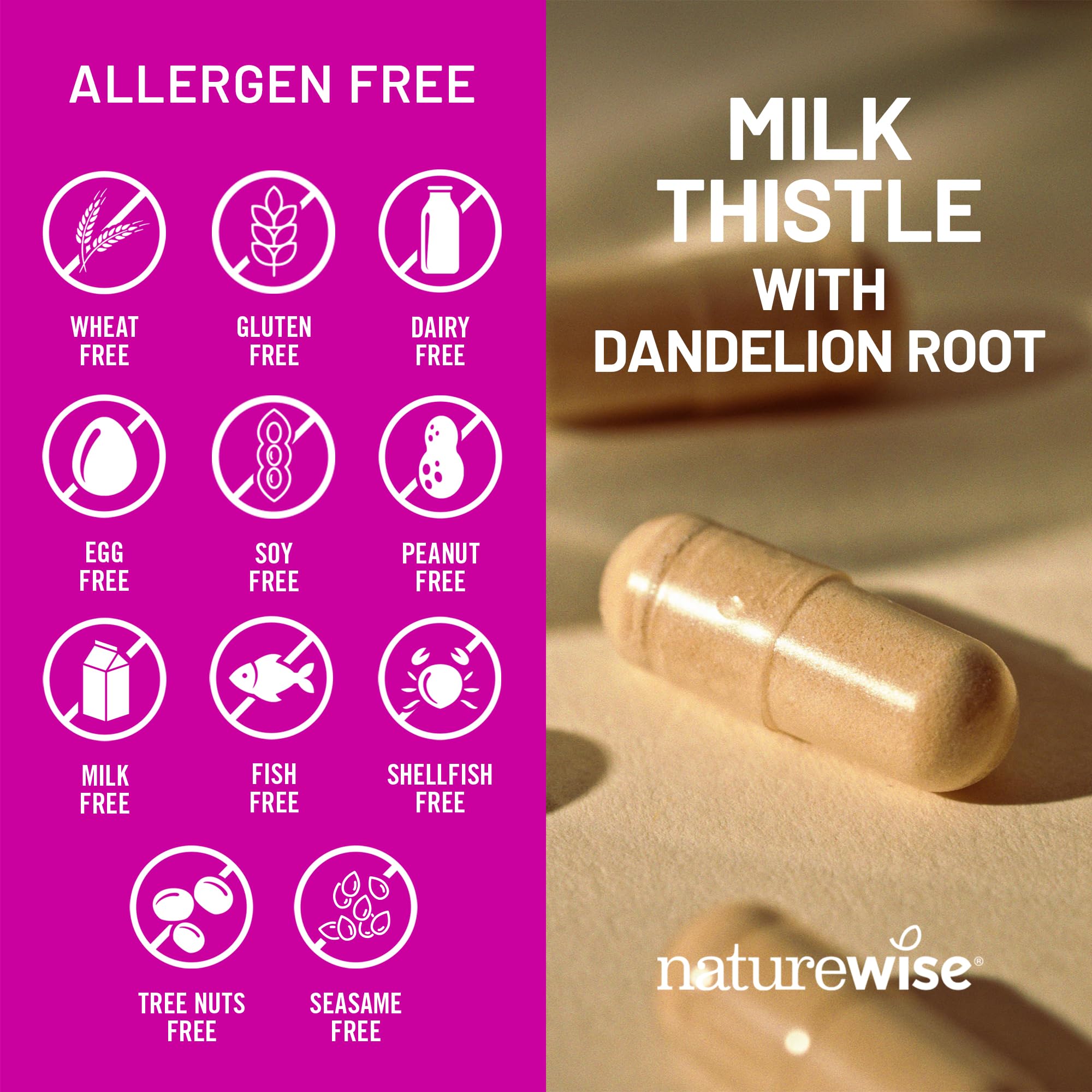 NatureWise Milk Thistle with Dandelion Root - Silymarin - Antioxidant Liver & Kidney Health Support Supplement - Vegan, Non-GMO, Gluten Free - 60 Count[60-Day Supply] — Amazon image 5