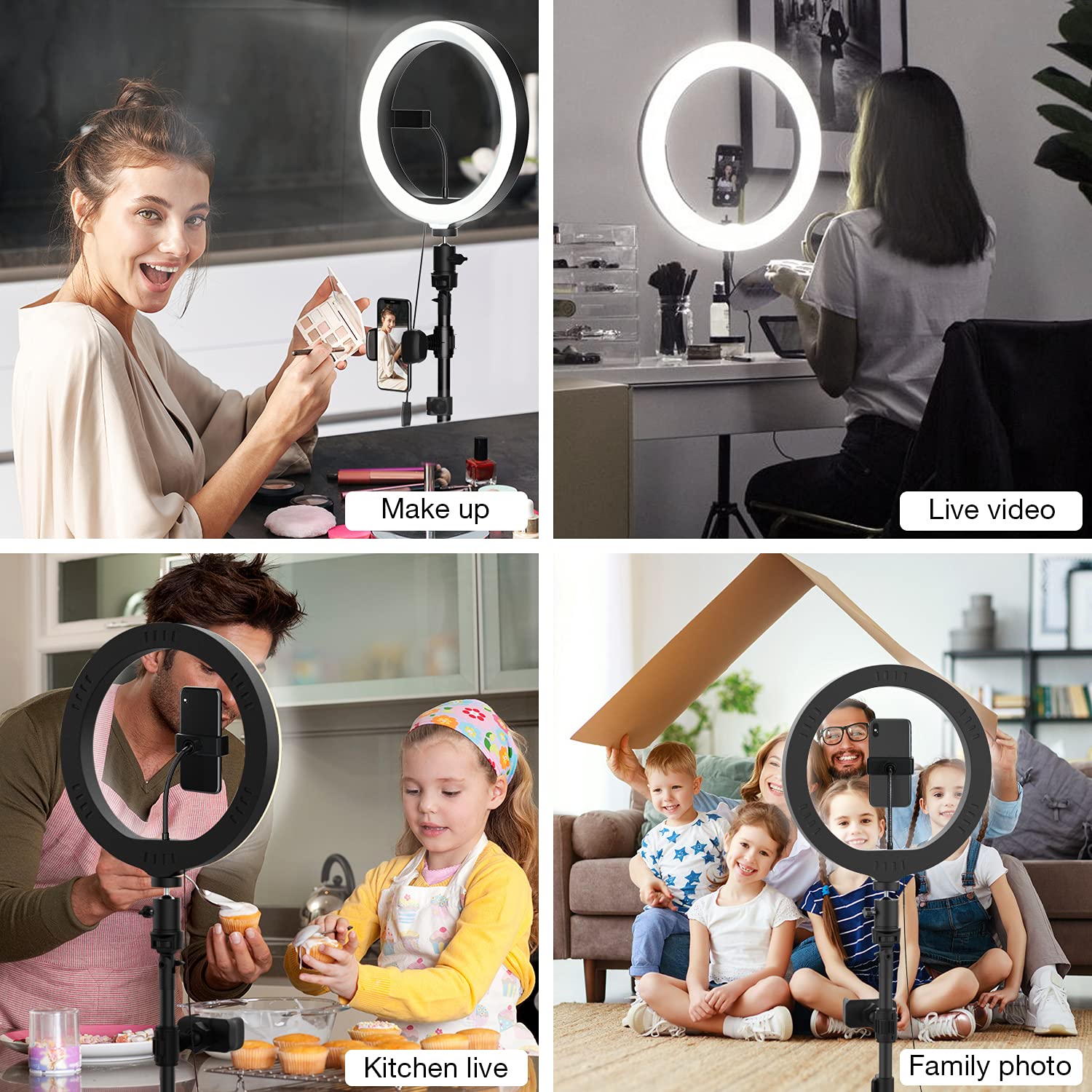 LDesign Luce ad Anello LED 10,2'' con Stativo Treppiede, Ring Light con 3 Modalità di Illuminazione &10 Luminosità, Lampada Selfie con Telecomando per Tik Tok/ YouTube/ Streaming/ Trucco/ Foto