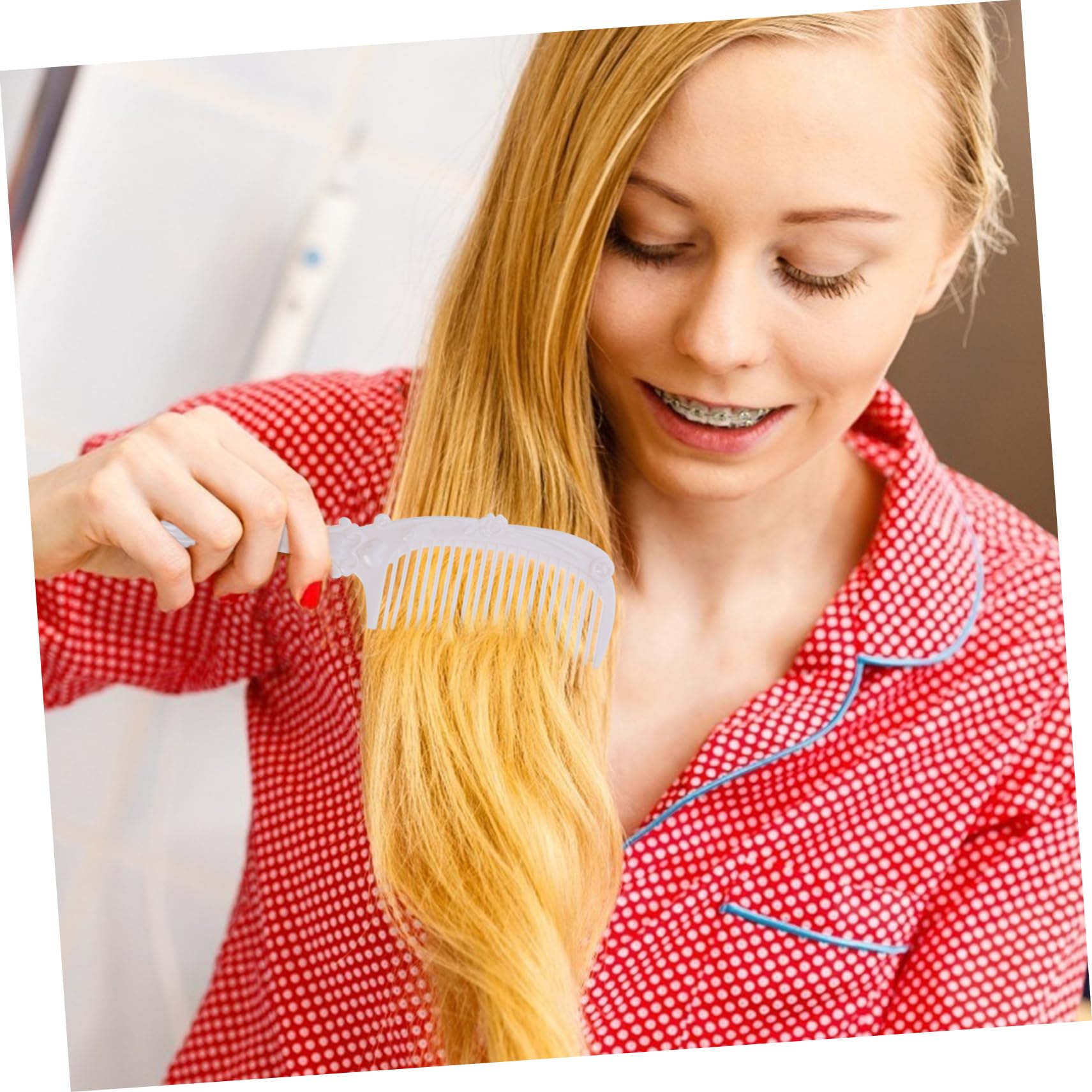 Beaupretty Set Compacto de Plástico Blanco Portátil de Peine Antiestático para Cuidado del Cabello y Adecuado Tipo de Cabello, Adecuado para Obsequio