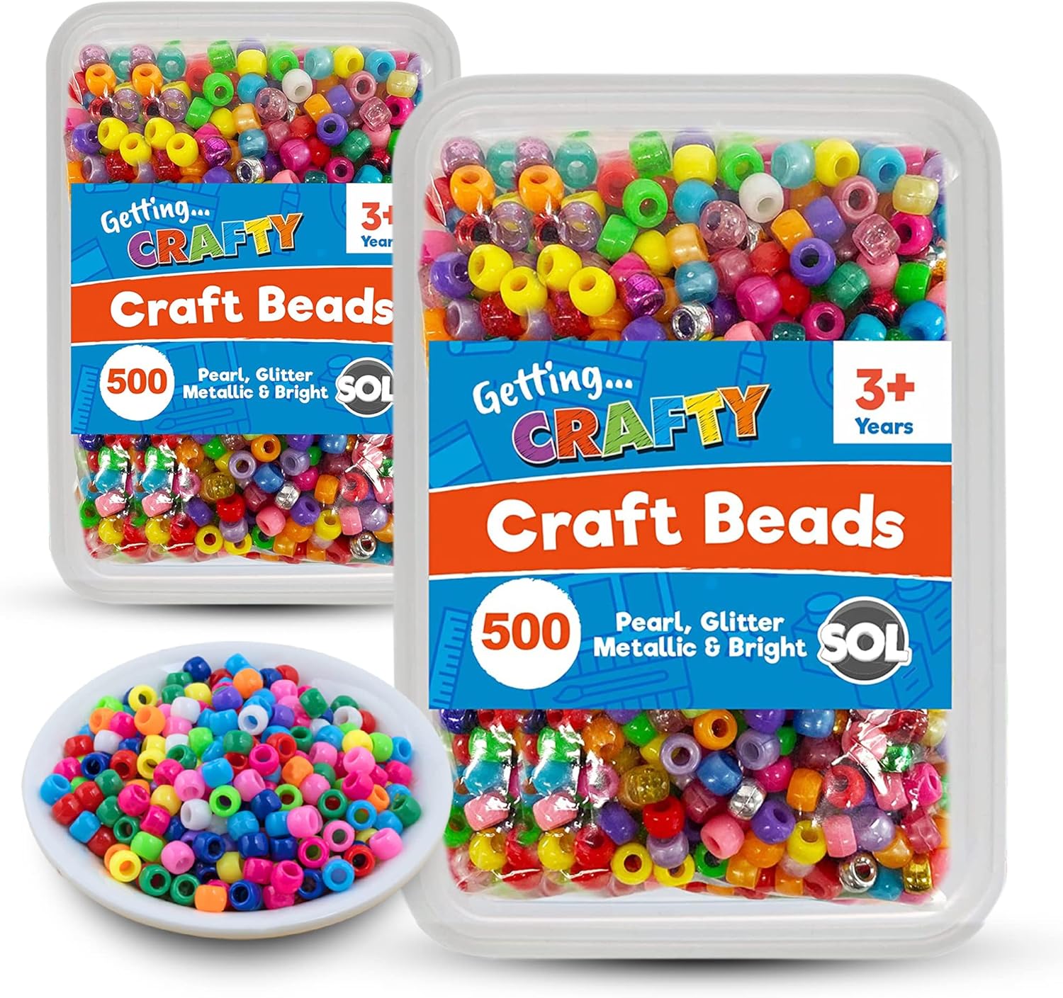 SOL 1,000pcs Pony Beads for Jewellery Making and Hair Braids