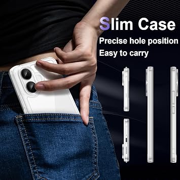 Case for Vivo V60 Lite 5G, Military Grade Drop Protection Phone Case, Yellowing Resistant, Anti-Scratch Hard PC Back, Shockproof Hard Ultra-Thin Protective Cover, Clear