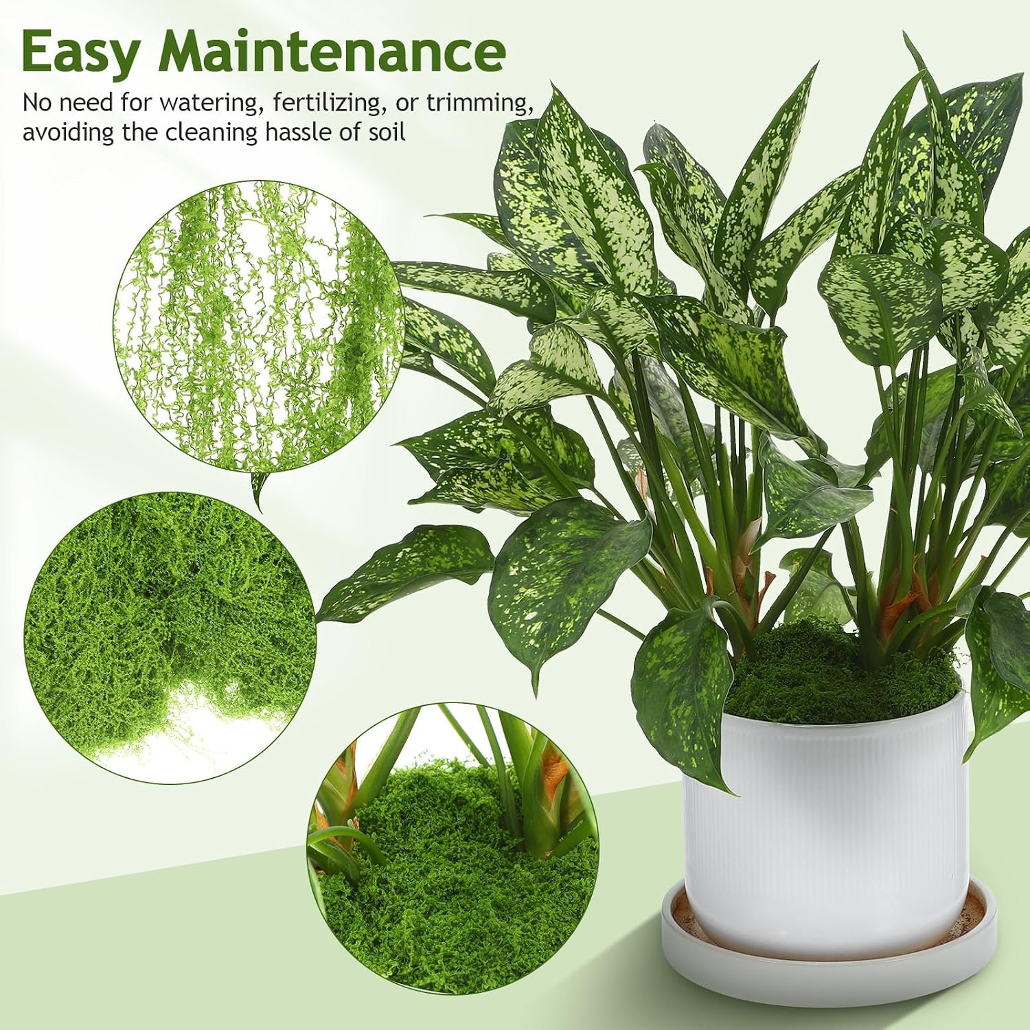 Fake Green Moss for Potted Plants, Artificial Moss, Preserved Moss for DIY Decorating Craft Art Potted Wedding Accessories Fairy Garden Accessories (500G)
