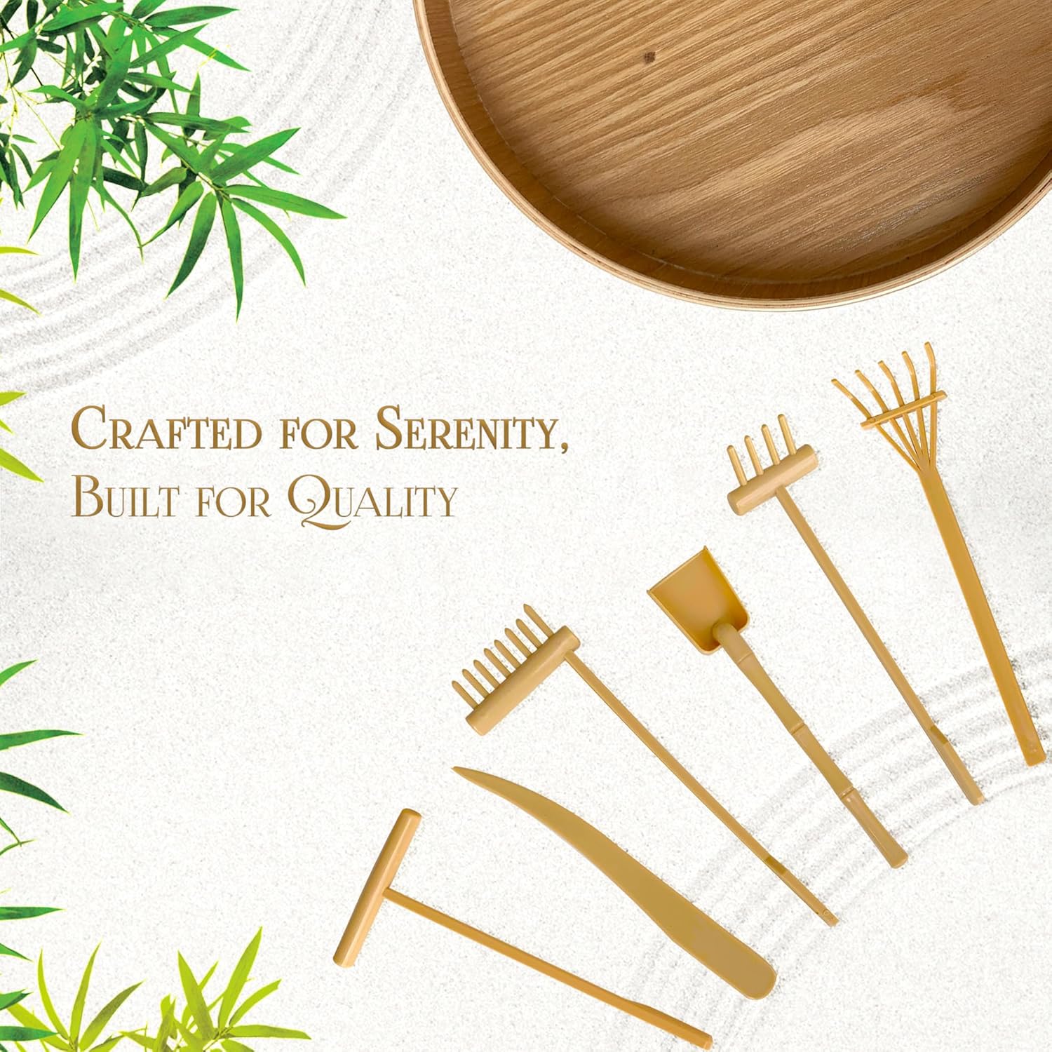 Zen Garden for Desk, Sand Tray Therapy Kit,Zen Gift Set,Japanese Desktop Mini Zen Garden, Zen Office Décor & Home Meditation - 3 Stamp Spheres & Custom Holder, Sand Tools & Rake