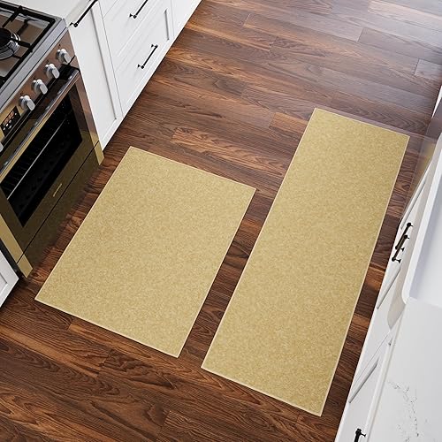 Miniatura 19 de Tapete unicolor y moderno con respaldo de goma antideslizante para entrada, habitación, cocina, baño, alfombra tradicional lavable a máquina, 2 x 3