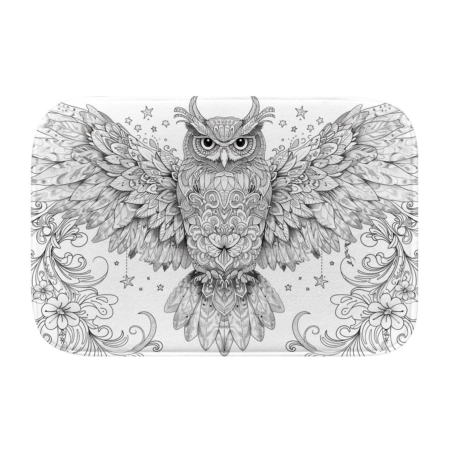 Tapis de bain mousse à mémoire Hibou 766 design moderne et antidérapant pour salle de bain