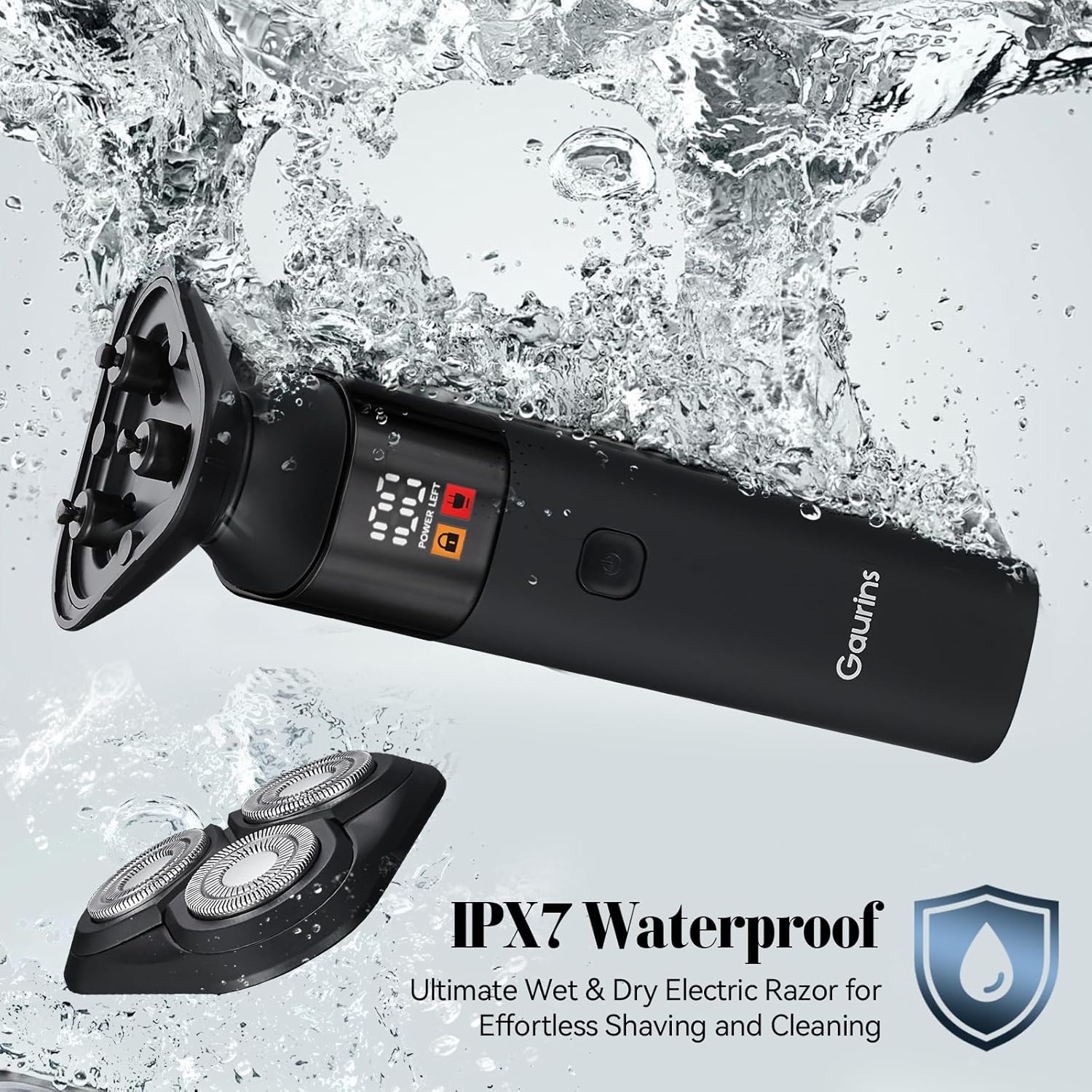 Electric Razor for Men,3 in 1 Men's Rotary Shavers with Charging Stand, IPX7 Waterproof Hygiene Trimmer for Beard/Nose/Sideburns, USB-C Fast Charging, LED Display Travel Lock,Matte Black - Image 7