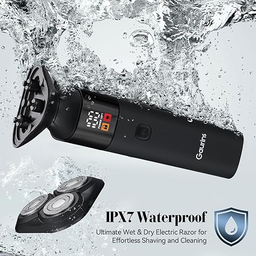 Miniatura 7 de Maquinilla de afeitar eléctrica para hombres, afeitadoras rotativas 3 en 1 para hombre con soporte de carga, IPX7 impermeable, recortadora de