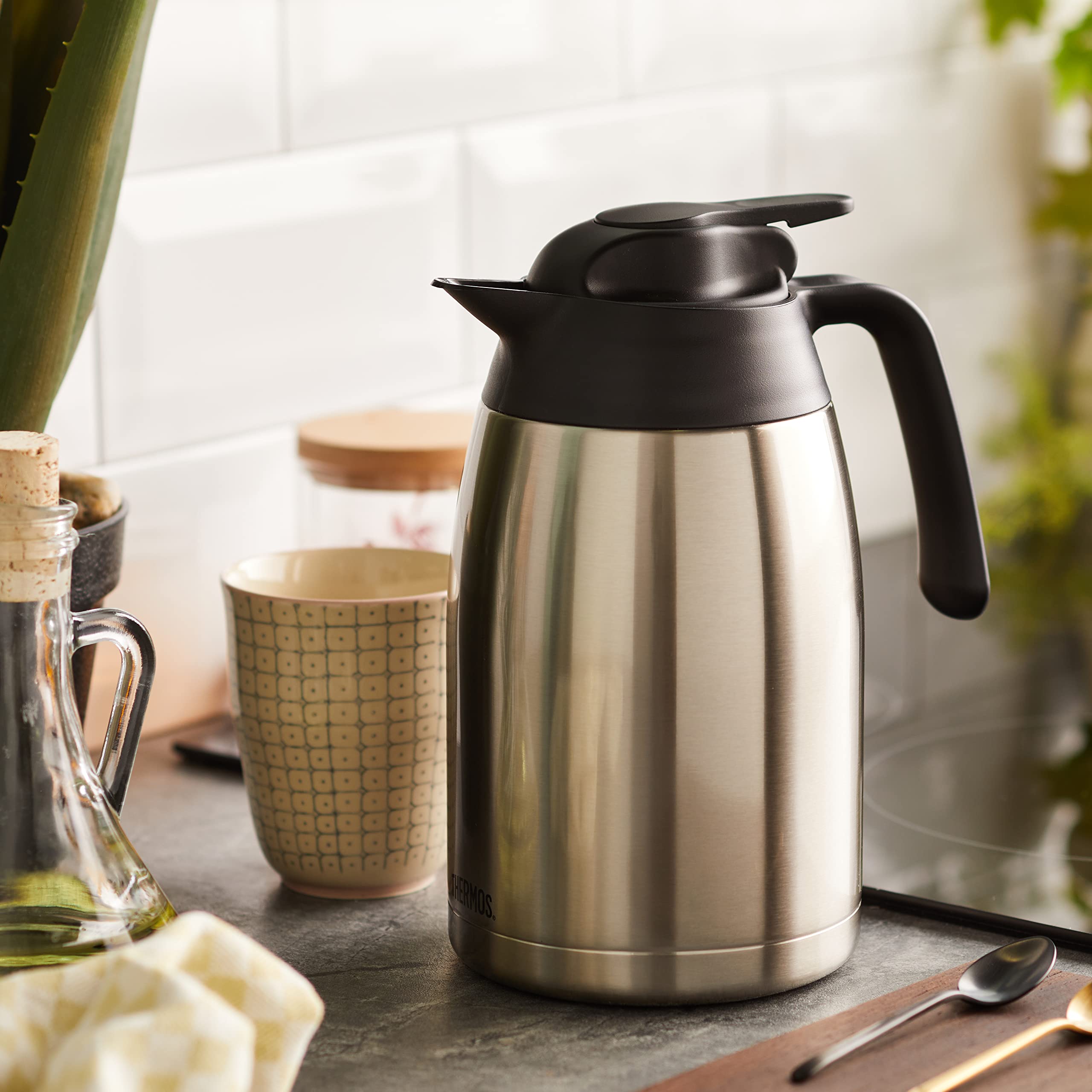 Thermos 4026.205.100 THV Termo de acero inoxidable, 1 L, 12,5 x 16,5 x 16,5 cm, acero inoxidable, edelstahl, 12,5 x 16,5 x 21,5 cm