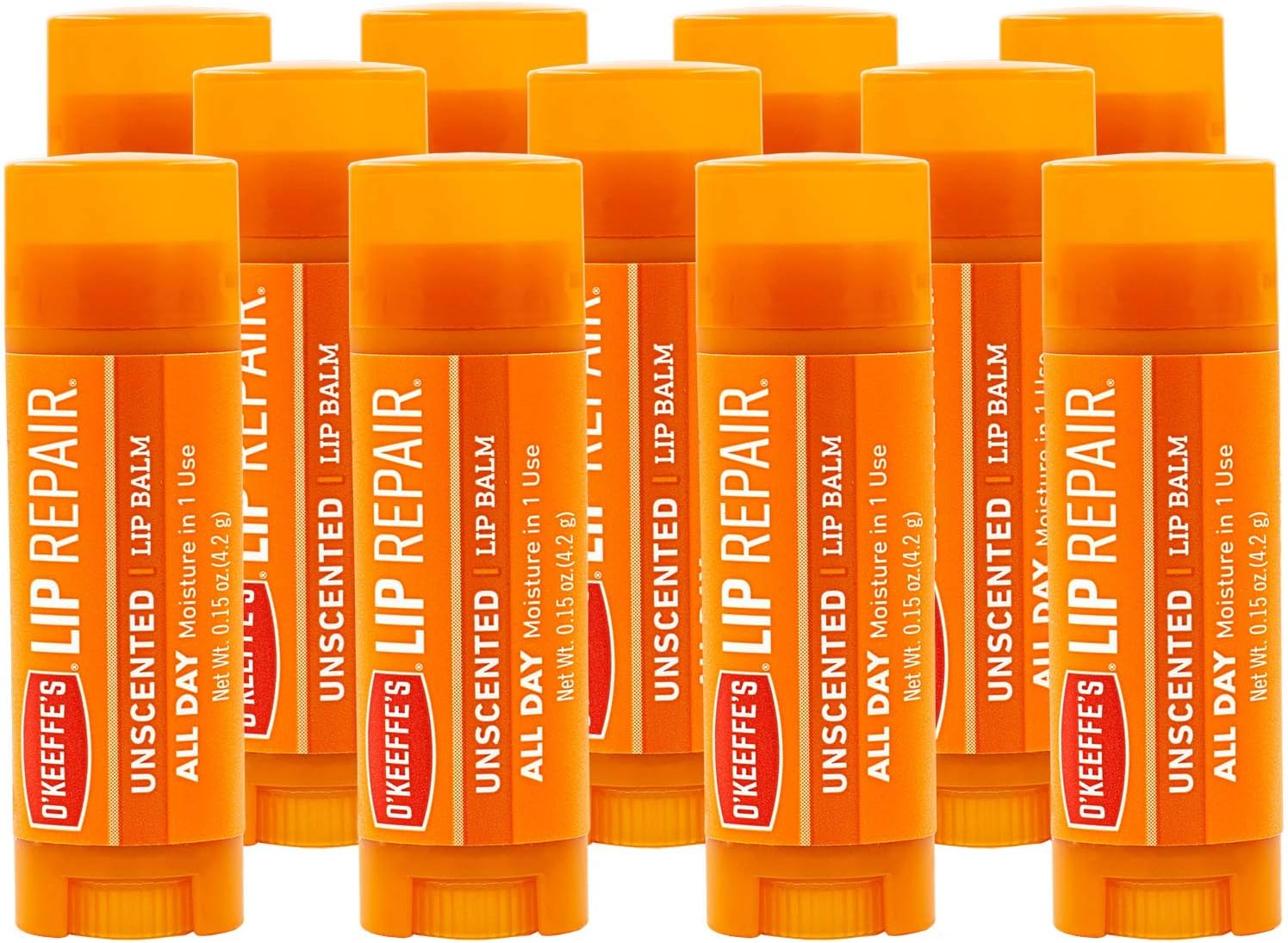 O'Keeffe's Unscented Lip Repair Lip Balm for Dry, Cracked Lips, Stick, (Pack of 9)