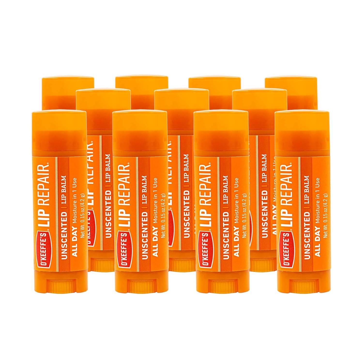 O'Keeffe's Unscented Lip Repair Lip Balm for Dry, Cracked Lips, Stick, (Pack of 11)
