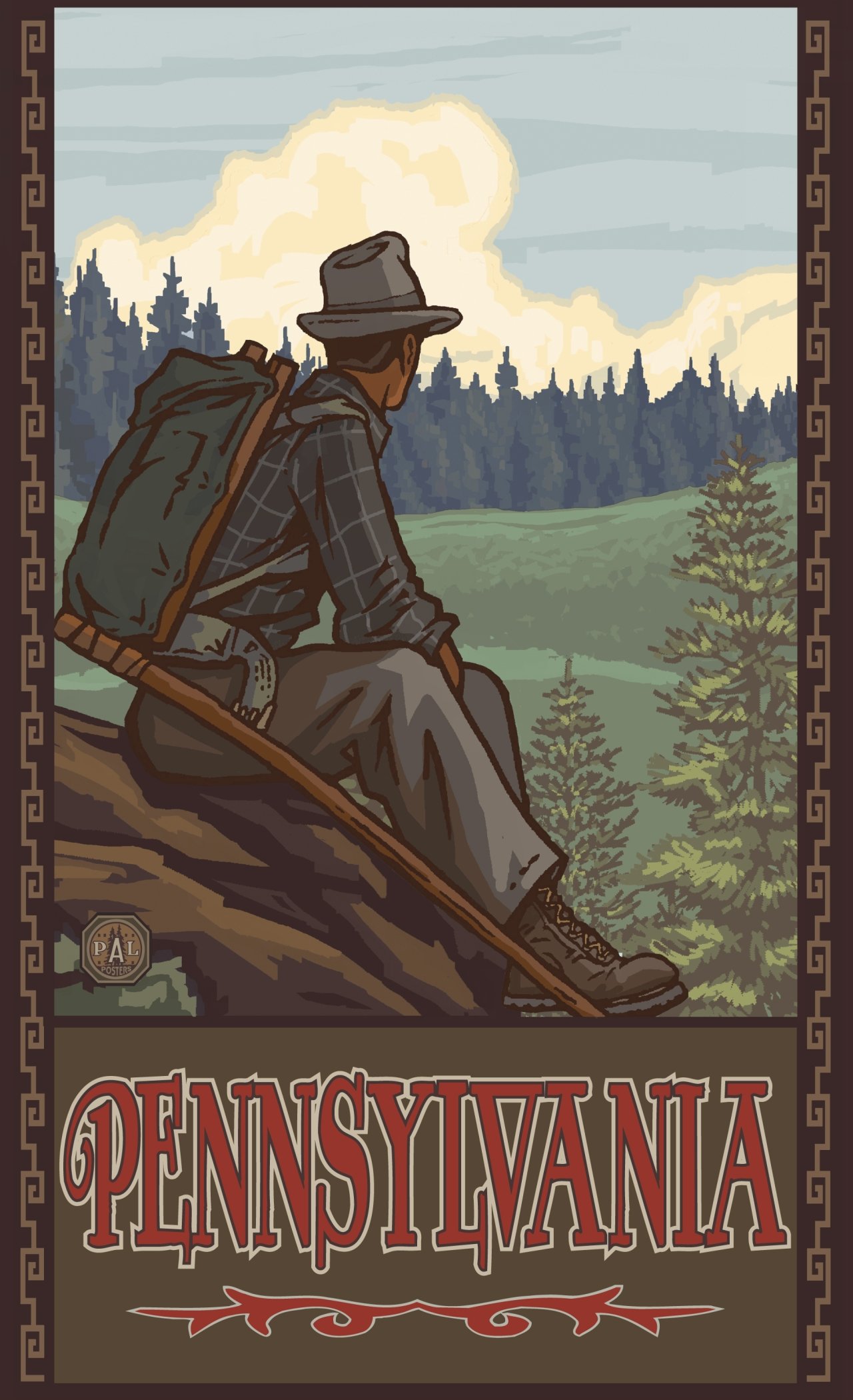 Northwest Art Mall PAL-3124 MHMH Pennsylvania Mountain Hiker Man Forest 11"X17" Print by Artist Paul A. Lanquist