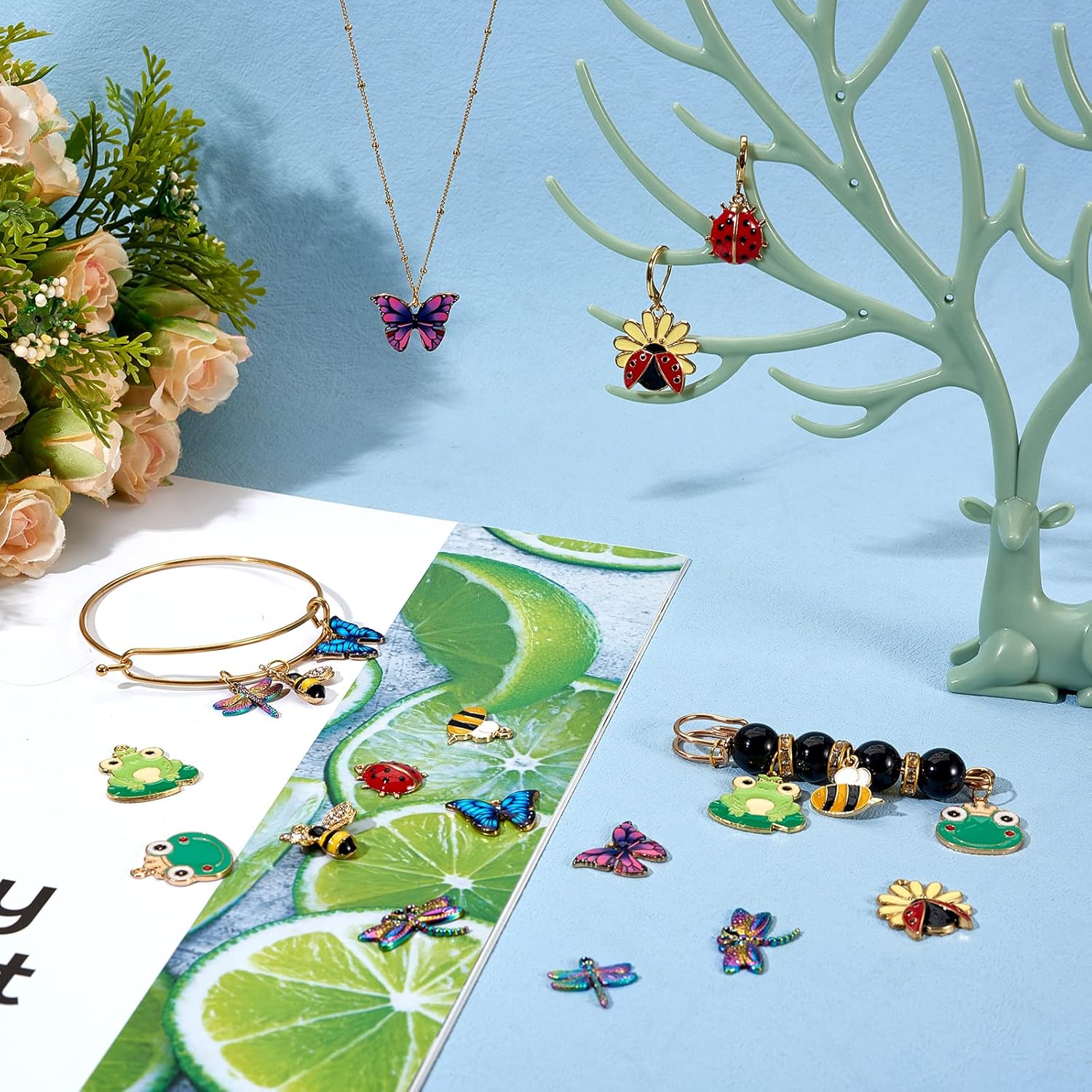 20 Pieces Insect Enamel Charm Pendant Butterfly Bee Dragonfly Charm Alloy Enamel Pendant Mixed Color for Jewelry Necklace Bracelet Making Crafts - Image 5