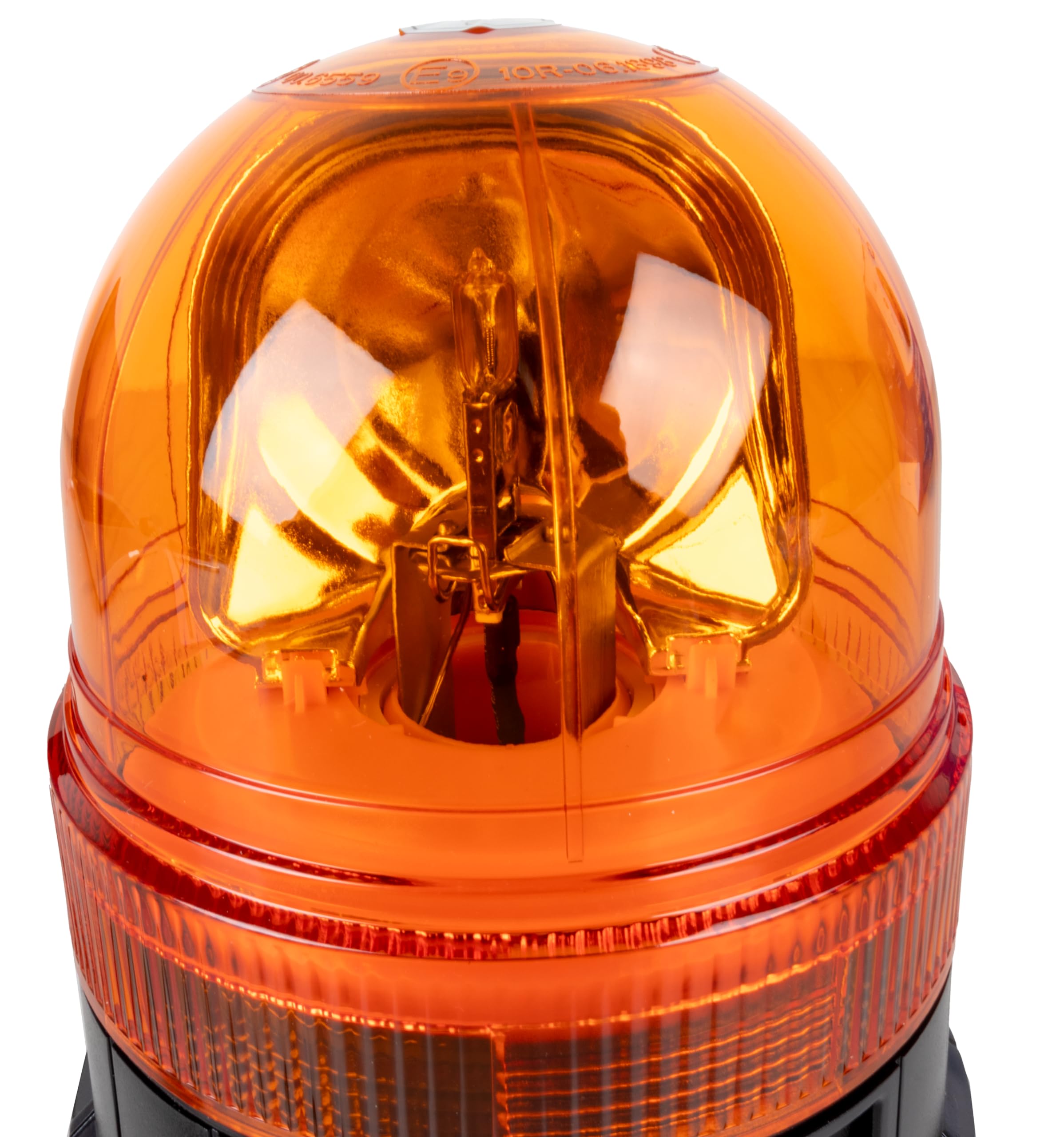 Ama Lampeggiante Alogeno per Trattori con Base Piana – 12 V, 55 W, Luce Rotazionale Arancione, Certificazioni ECE-R10 e ECE-R65, Grado di Protezione IP67