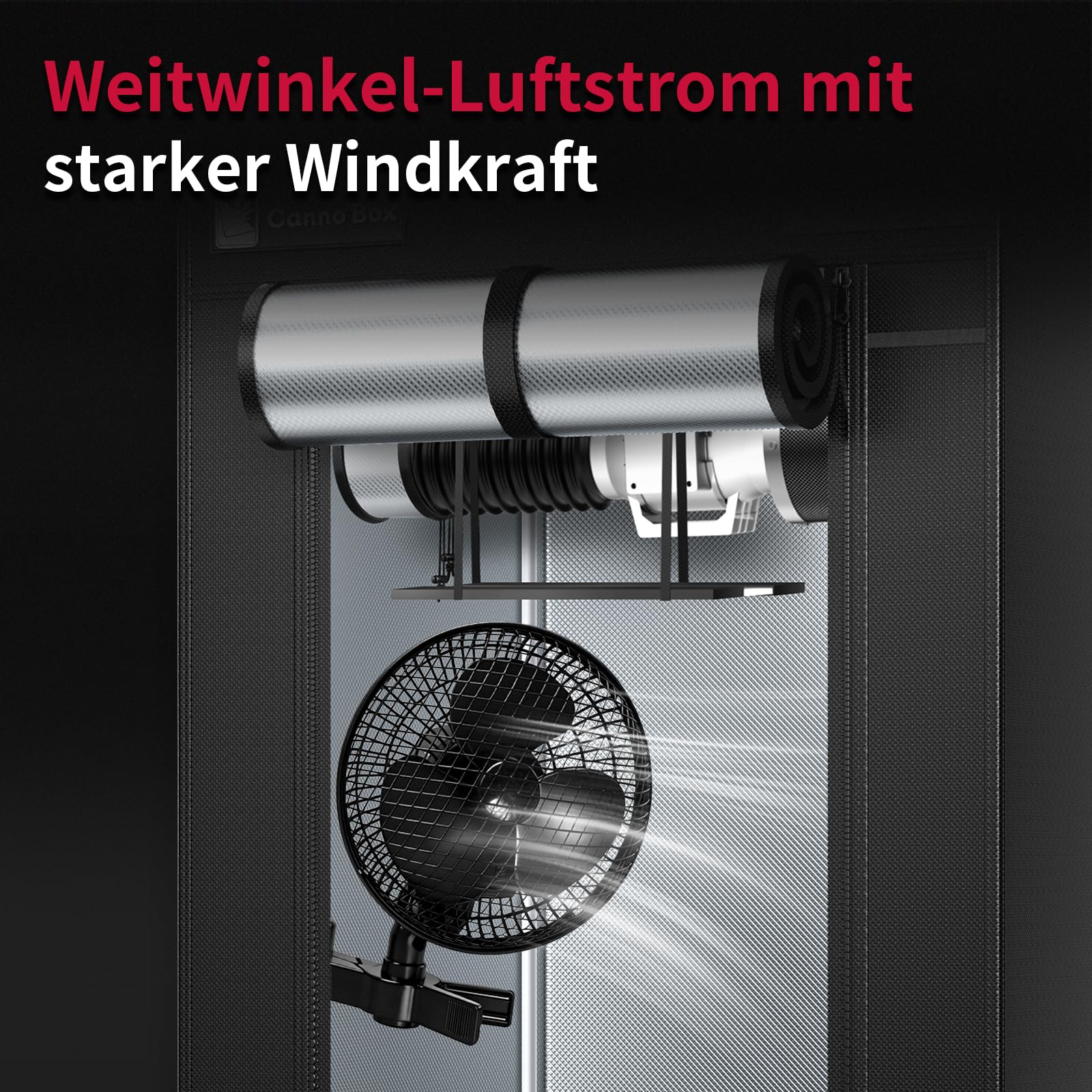 Grow Ventilator Oszillierend Mehrstufige Lüftergeschwindigkeit Clip Ventilator Timer Lüfter 20W Clip Fan für Indoor Growzelt Pflanzenzucht Büro Schlafzimmer Küche