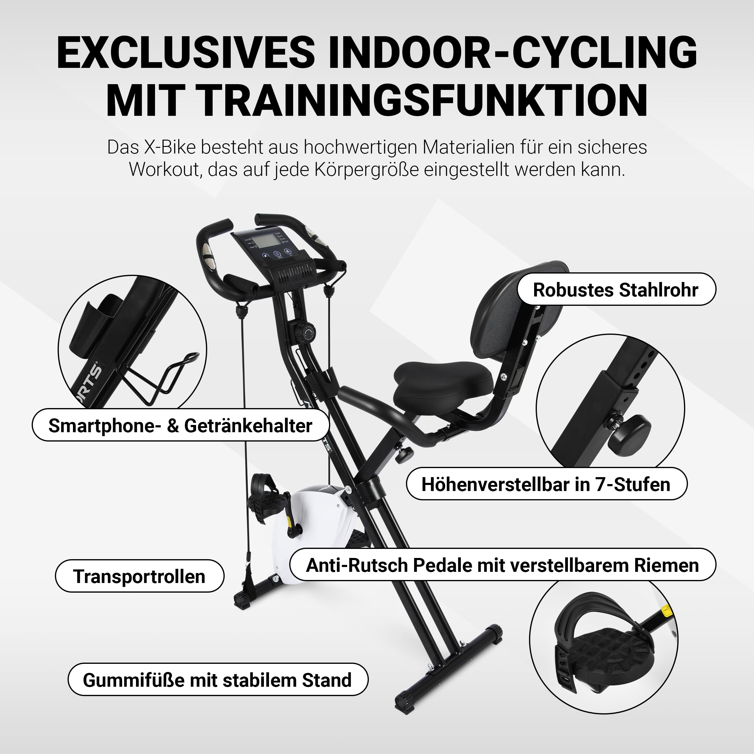 MSPORTS Indoor Bike – 8 Kg Schwungrad, Magnetischer Widerstand, Bluetooth