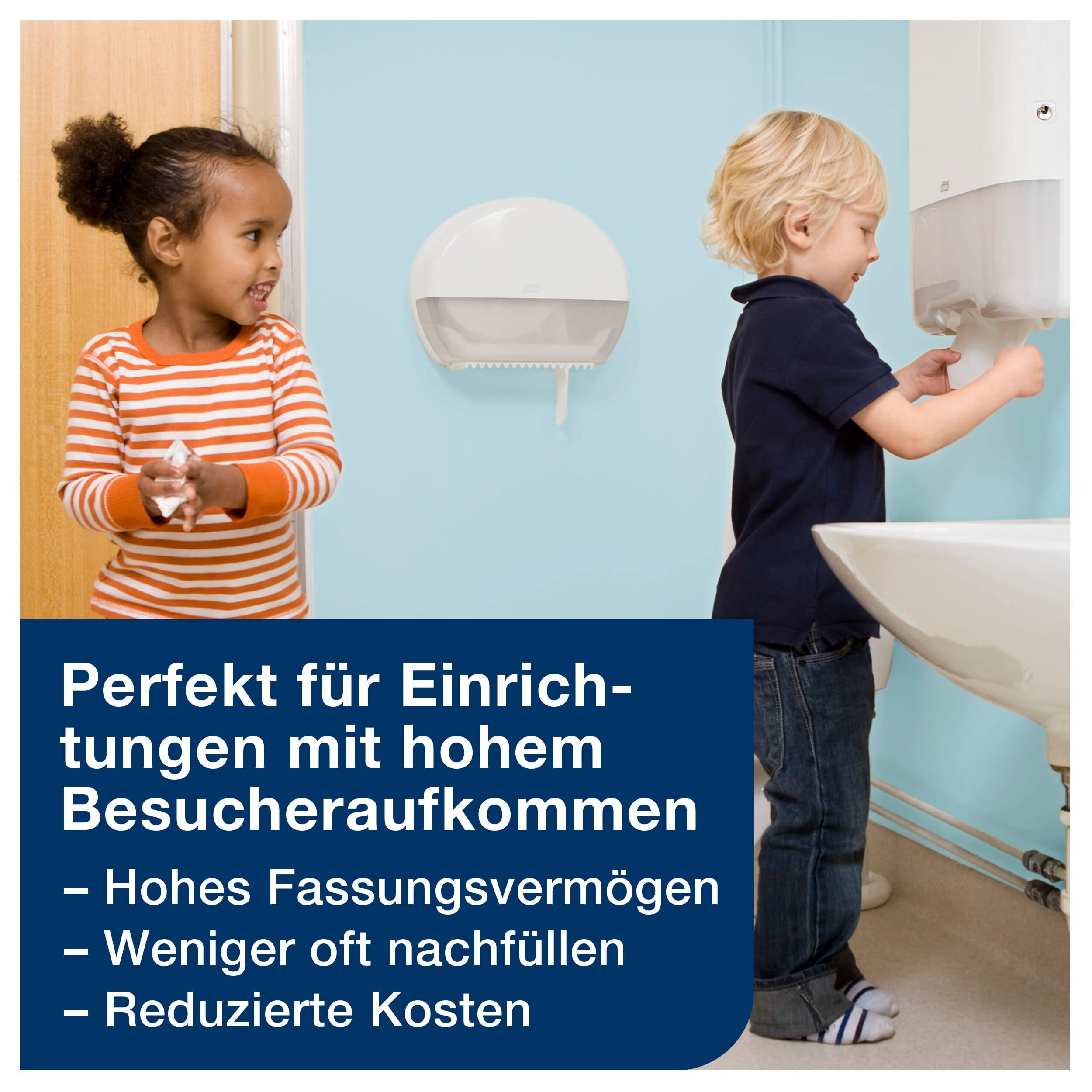 Tork 554000 Spender für Jumbo Toilettenpapier T1 / Tork Toilettenpapierspender mit extra hoher Kapazität in Weiß