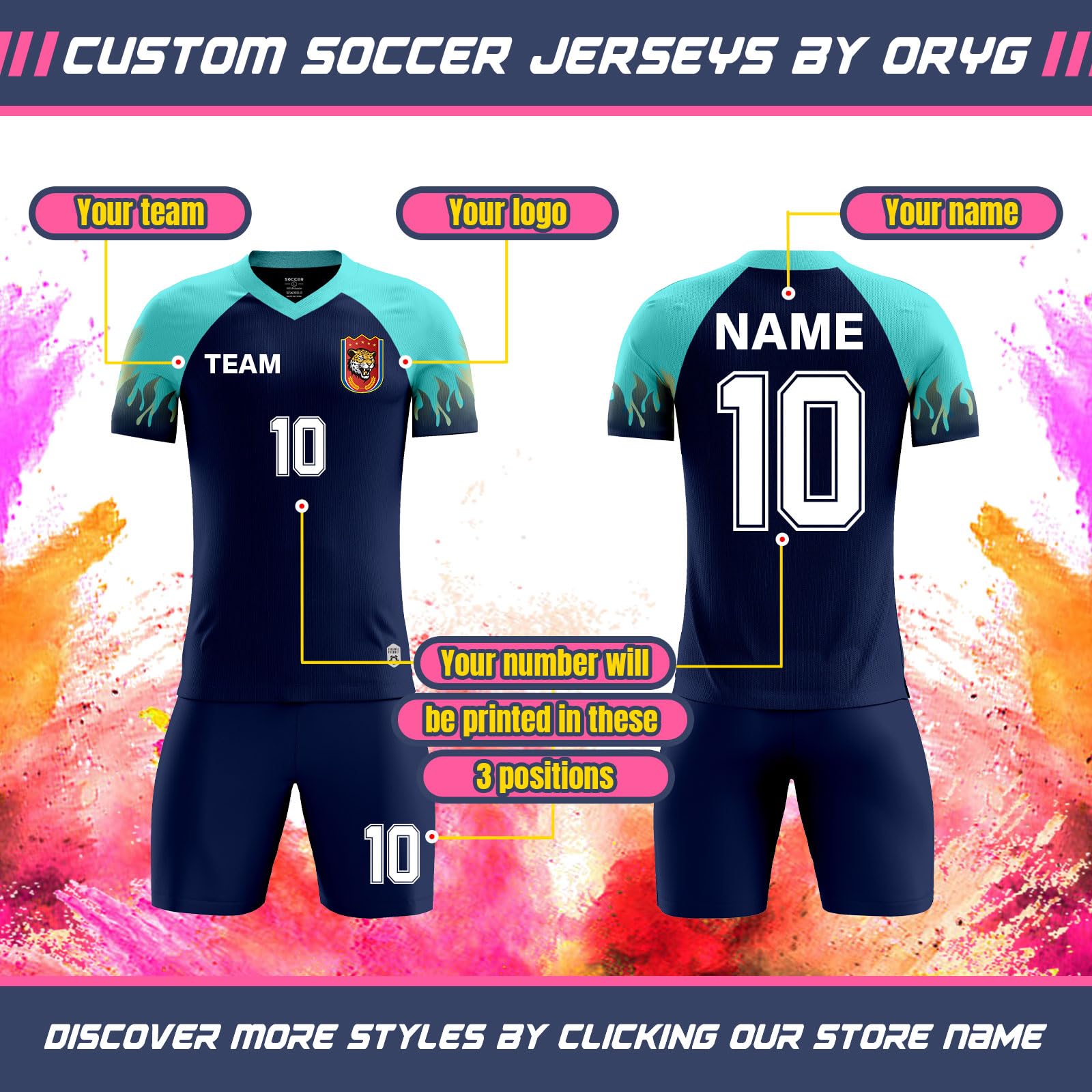 ORYG Custom Soccer Jerseys for Boys Girls Personalized Soccer Team Uniform for Adult with Name Number Team Name Logo