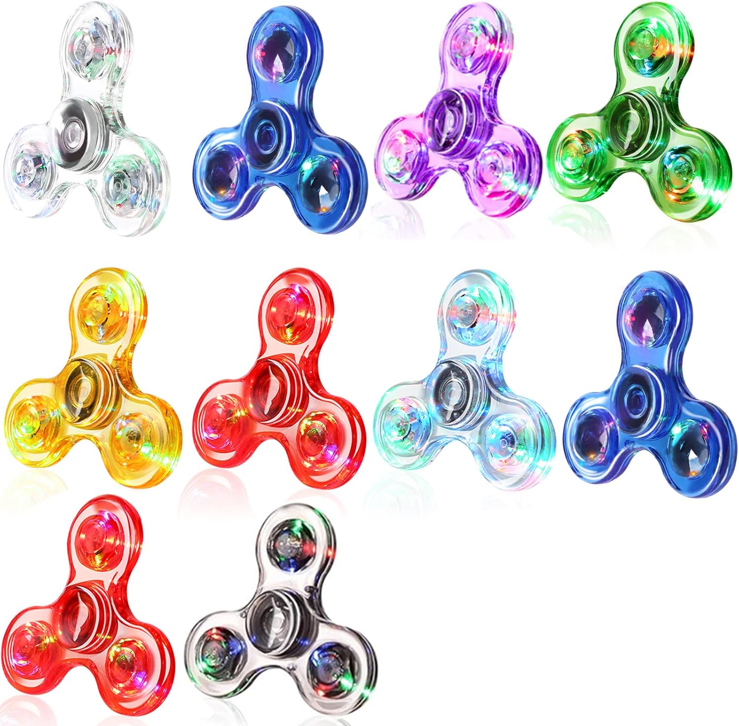 SCIONE 10 Pack Fidget Spinners for Kids 8-12, Light up Party Favors Stress Relief Fidget Toys Bulk for Kids Adults, Glow in The Dark Fidget Toys, Fidgets for Classroom Prizes Goodie Bags Stuffers