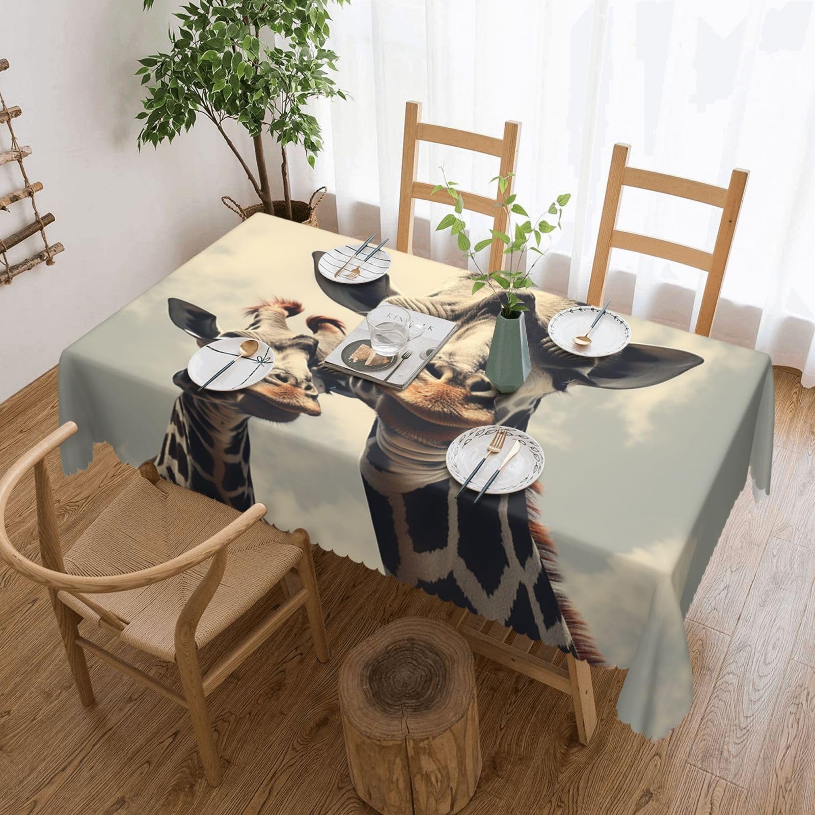 Nappes rectangulaires rétro imprimées anti-taches et lavables pour repas sereins