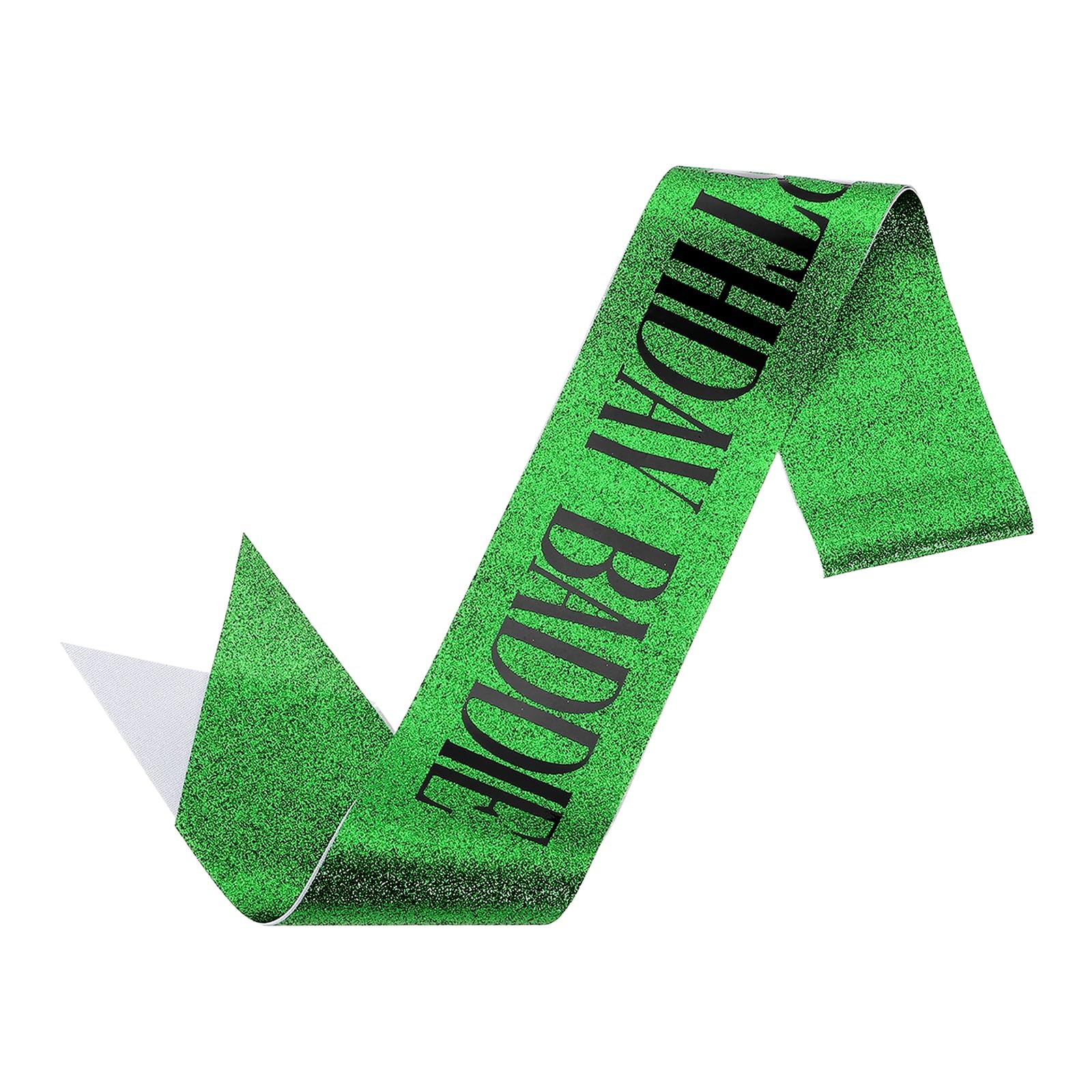 sourcing map Birthday Baddie Sash with Pin Black Lettering Party Favors Supplies Decorations Accessories for Women Costume Gifts Sweet Birth Day, Green โ image 1