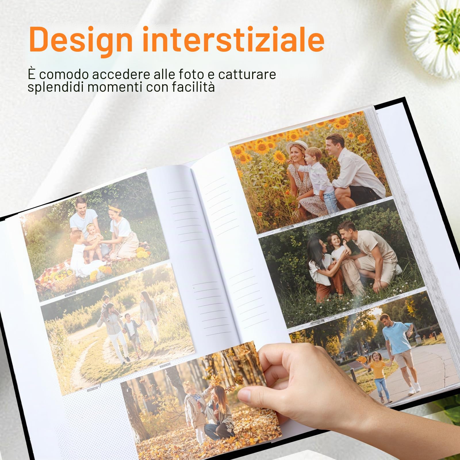 Album Fotografico 10x15 cm 300 Foto - Copertina in Lino Nero con Finestra Frontale, 50 Fogli (100 Pagine), con Superficie di Scrittura - per Matrimonio, Famiglia, Viaggi.