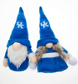 University Kentucky Wildcats Set of 2 Plush Gnome Christmas Tree Ornaments by Hanna’s Handiworks - Fan/Cheerleader Holiday/Dorm Decoration - SEC School Spirit