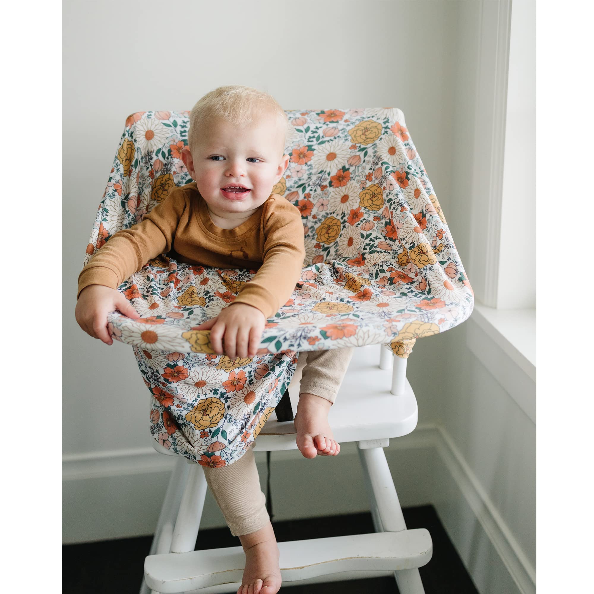 Housses de siège auto pour bébés – Auvent de siège auto multi-usage pour bébés, housse de siège auto extensible pour garçon, cadeau de douche pour garçons et filles (fleur)
