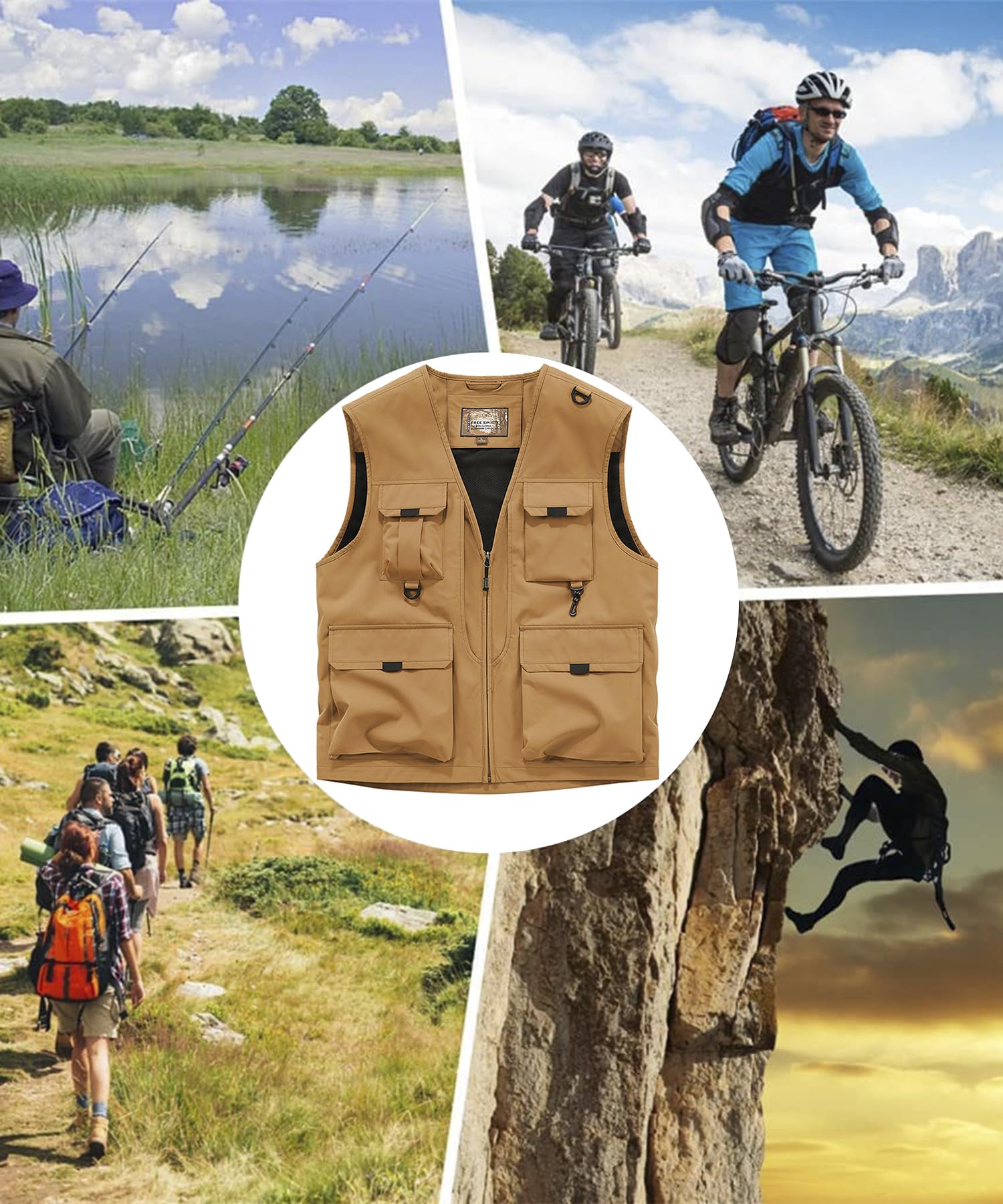 Homme Gilet de Pêche Multi-poches Veste de Sport en Plein Air Léger Respirant à Séchage Rapide Gilet de Chasse Photographie Sans Manche Voyage Camping Gilet Extérieur Été Gilet de Travail