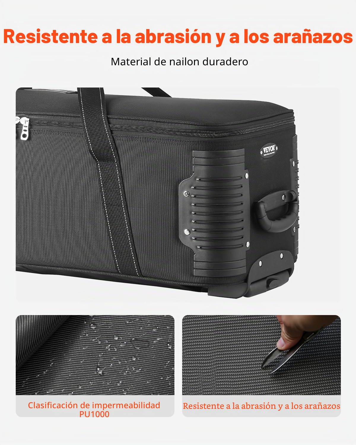 VEVOR Estuche con Ruedas para Equipo de Estudio 91 x 30 x 35,5 cm, Bolsa con Ruedas para Cámara, Correas, Asa Acolchada en el Compartimento para Soportes de Iluminación, Trípodes y Telescopios, Negro