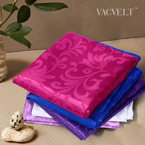 Miniatura 10 de VACVELT The Yard, tela de satén jacquard de damasco de 60 pulgadas de ancho, tela de satén rojo brillante, tela de brocado sedoso para vestidos de