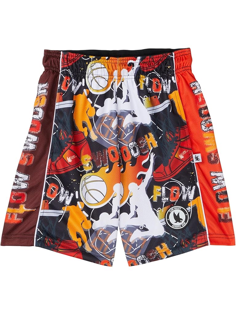Black FLOW SOCIETY Boys Flow Swoosh Black & Red Attack Shorts (Little Kid/Big Kid)