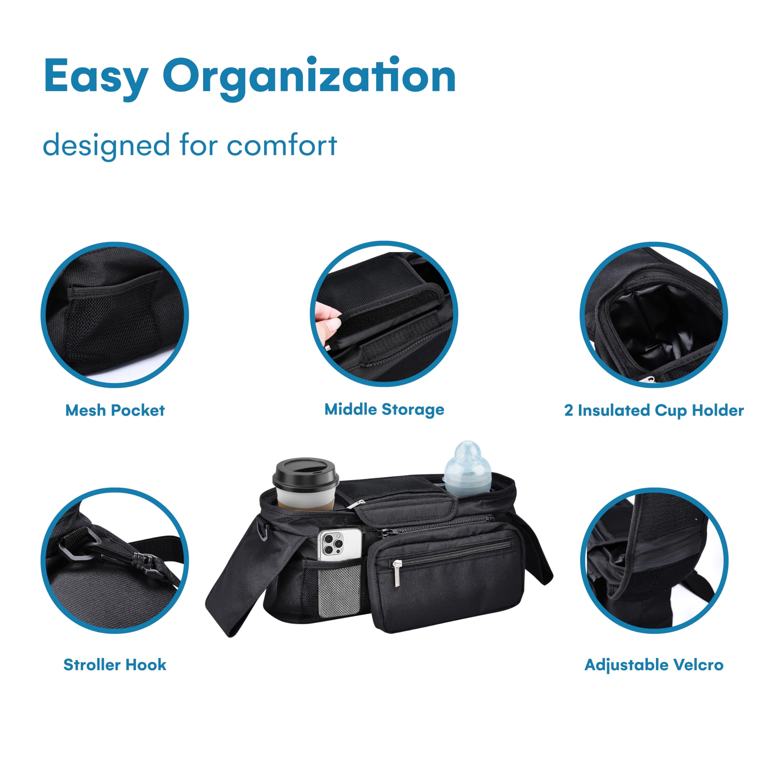 Evenflo Travel System Enovoe Stroller Organizer With Insulated Cup