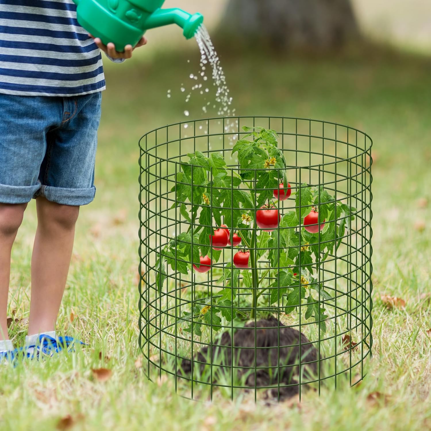 DIY Metal Plant Protectors from Deer, Garden Fencing Animal Barrier Size 11.8 * 15.7 inches, Mesh Plant Cage Chicken Wire Cloche for Plants with Stakes and Nylon Cables