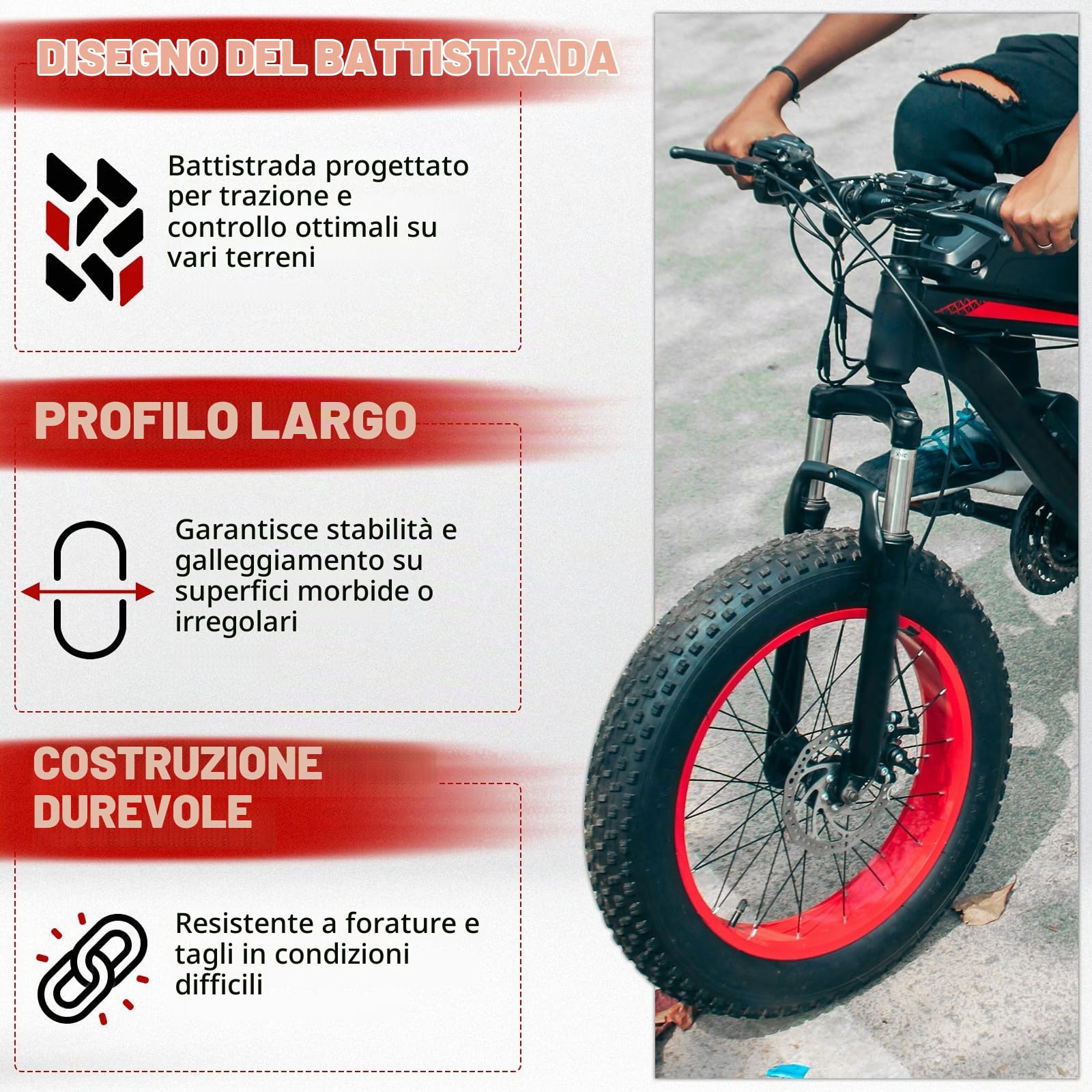 1PZ F3T-2X4 Pneumatico 20x4 Pollice per Mountain Bike Pieghevole per MTB su Strada o Fuori Strada Bicicletta Elettrica, Fat Bike