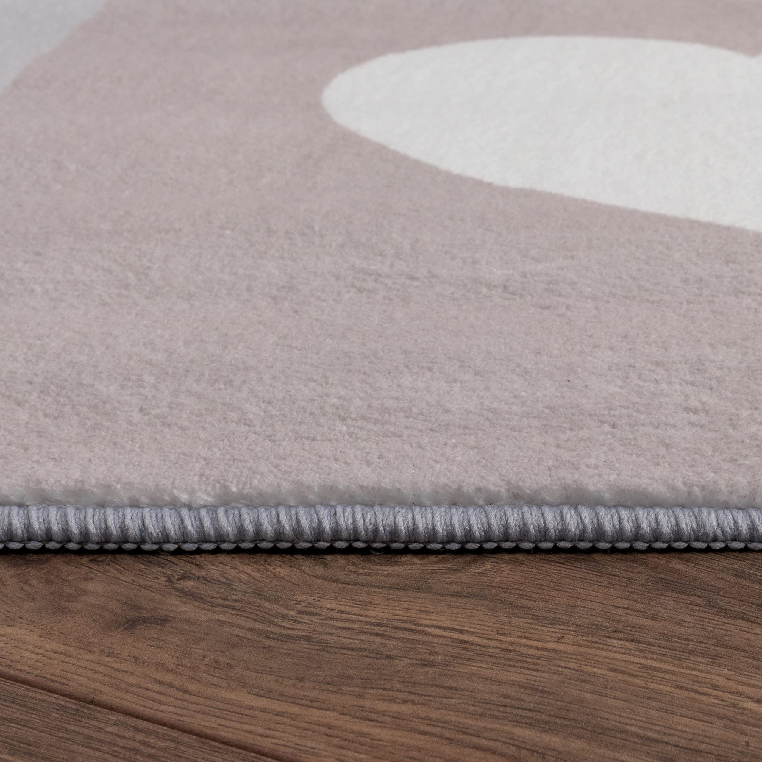 Paco Home Tappeto Bambini Cameretta Bambina Ragezzi Antiscivolo Arcobaleno Cuore Polkadot, Dimensione:80x150 cm, Colore:Beige