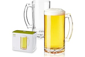 True Glass Beer Mugs with Handles, 22oz Extra Large Beer Stein Mugs