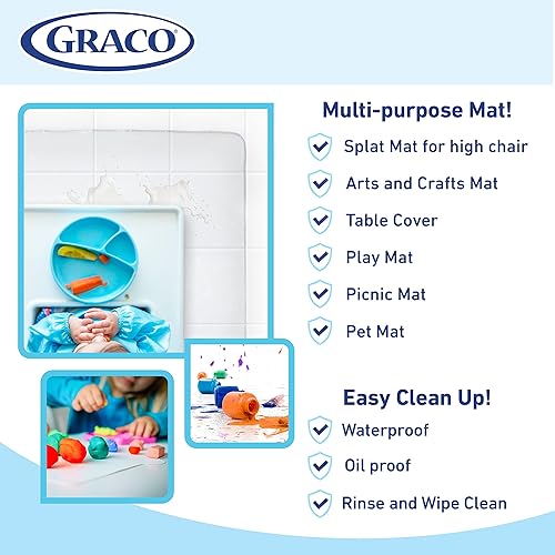 Miniatura 10 de Graco Tapete para debajo de la silla alta, transparente, impermeable y lavable, de plástico atrapa alimentos y derrames, cubierta de piso de 50