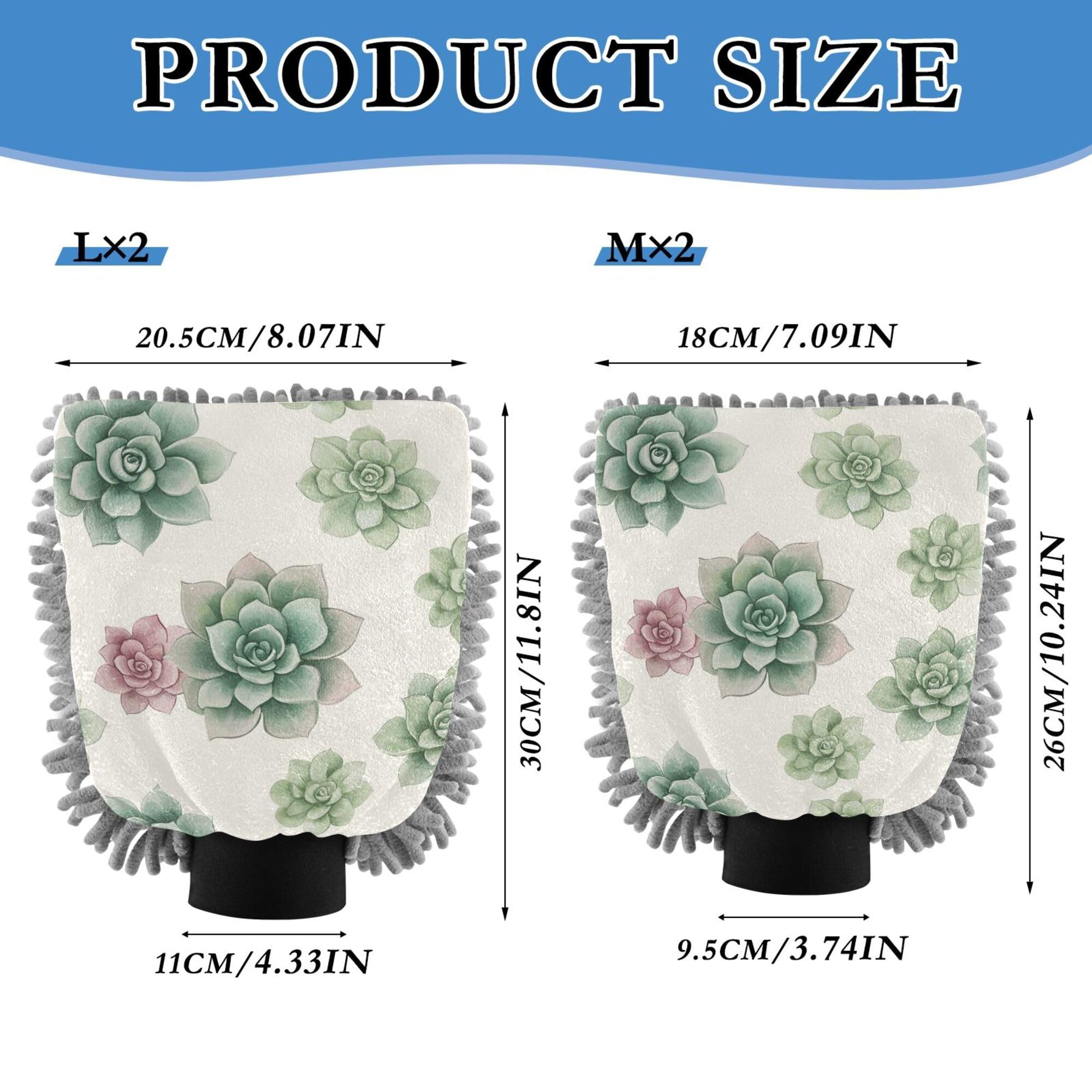 Cute Cartoon Cactus Car Wash Mitt 2 Pack Car Washing Gloves Non Scratch Washer Sponge for Hand Brush Cleaning