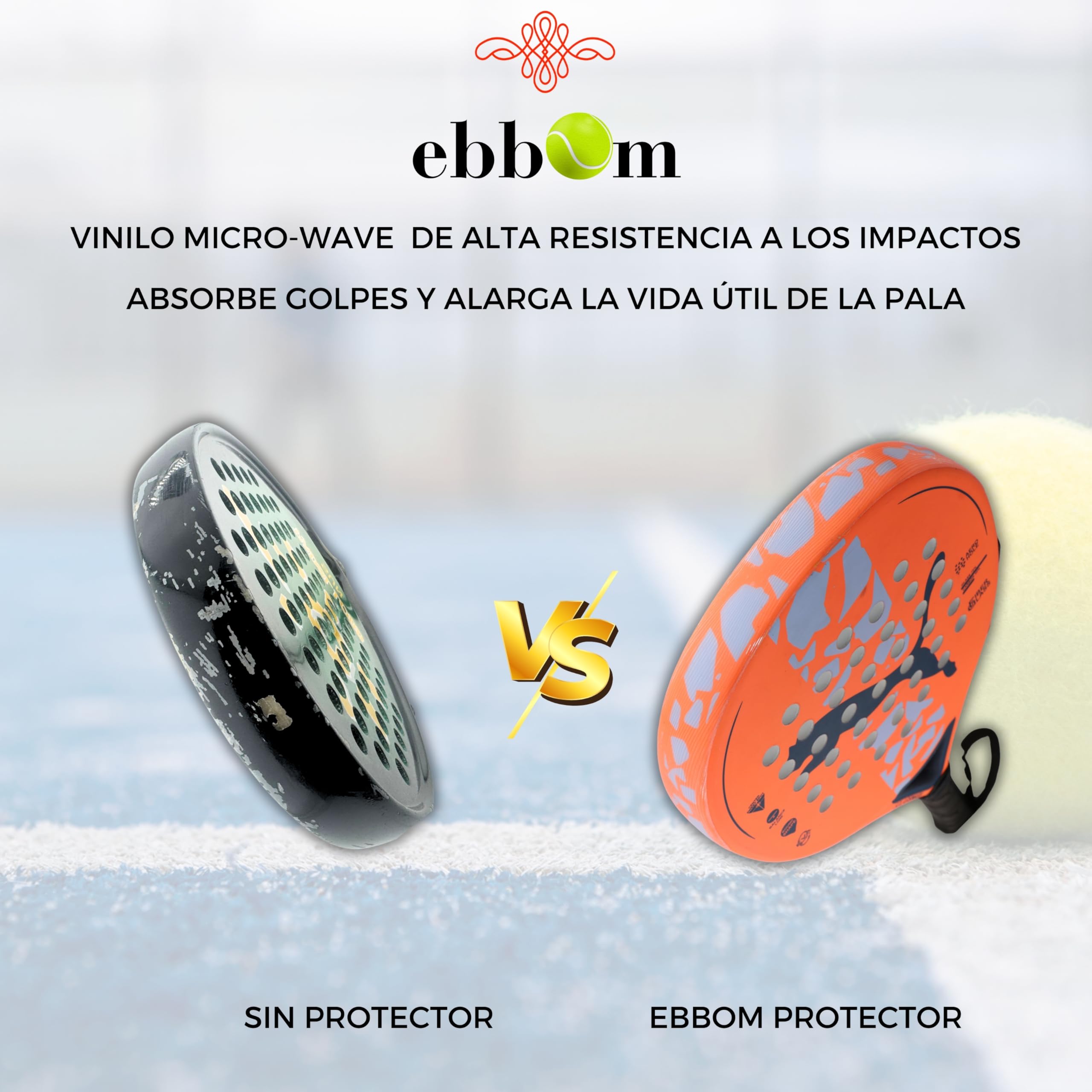 Protector Pala de Padel Transparente Superficie Micro Wave - Incluye Limpiador de Pala - Packs 2/3 - Alta Protección Todas Las Palas - Accesorios Padel - Protector Pala Padel 35x370mm