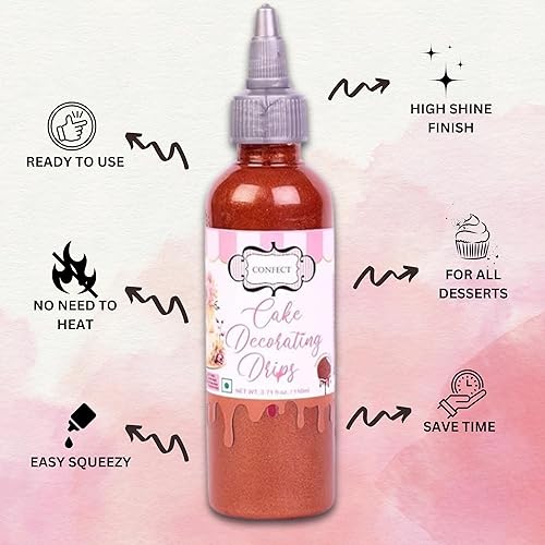 Miniatura 8 de Confect Goteo comestible para decoración de pasteles, donas y cupcakes, bronce brasileño, 3.71 onzas