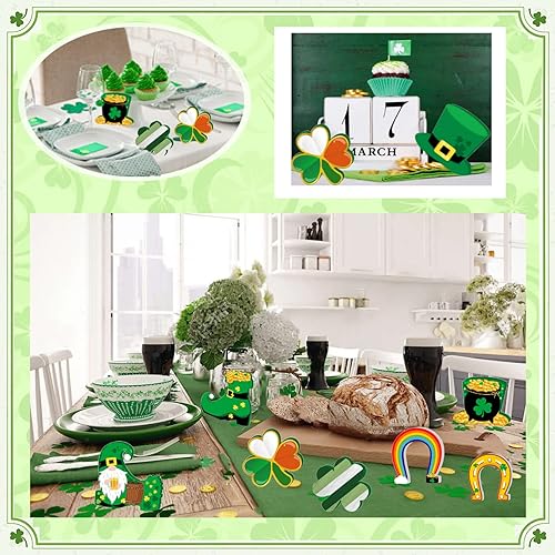 Miniatura 5 de 4 letreros de madera para mesa del día de San Patricio gnomos de trébol de la suerte decoración de mesa de San Patricio centro de mesa irlandesa de
