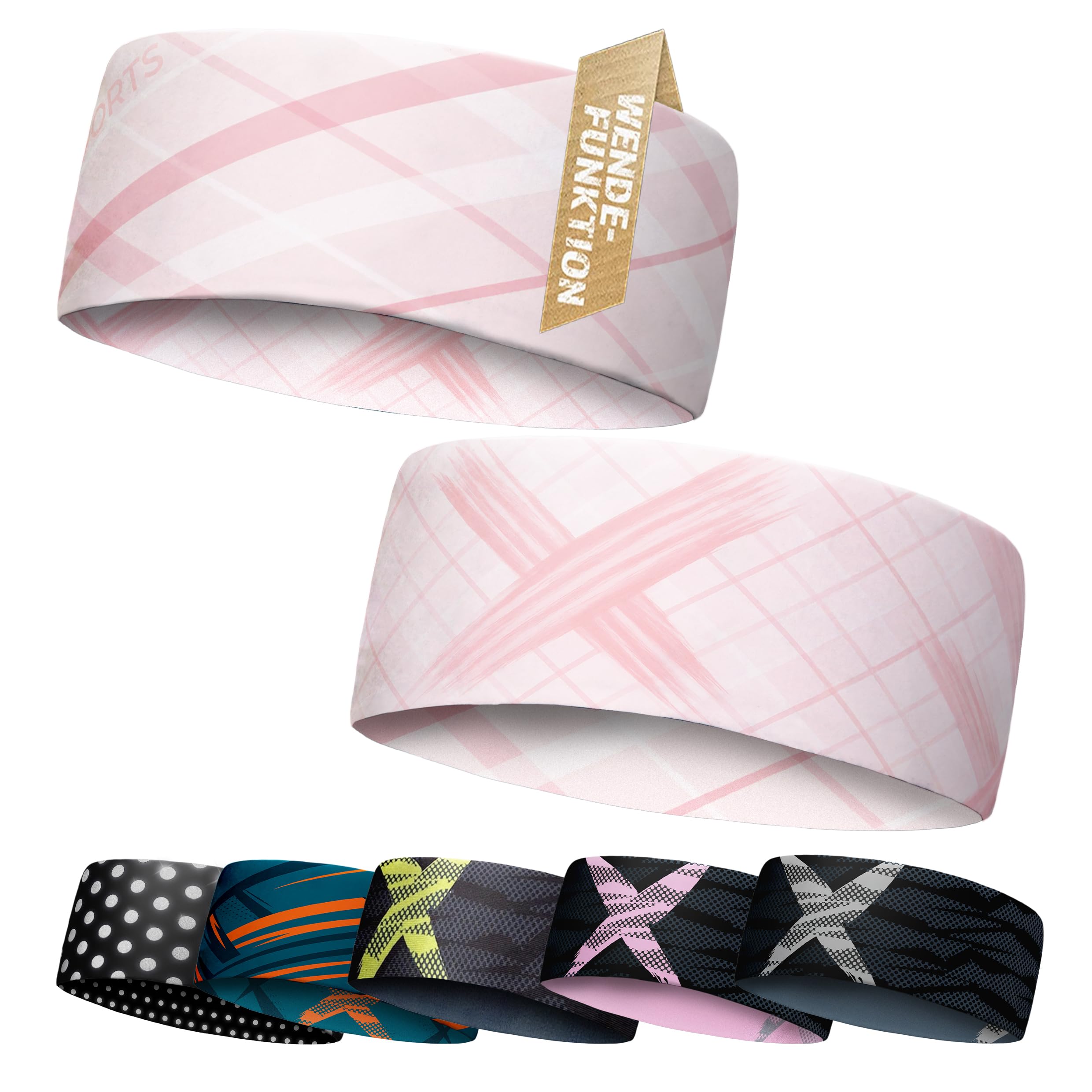 Fascia bambini sottile reversibile, fascia sportiva ultraleggera per bambine e bambini, elastica e traspirante sotto il casco, fascia bambini 4-14 anni (rosa)